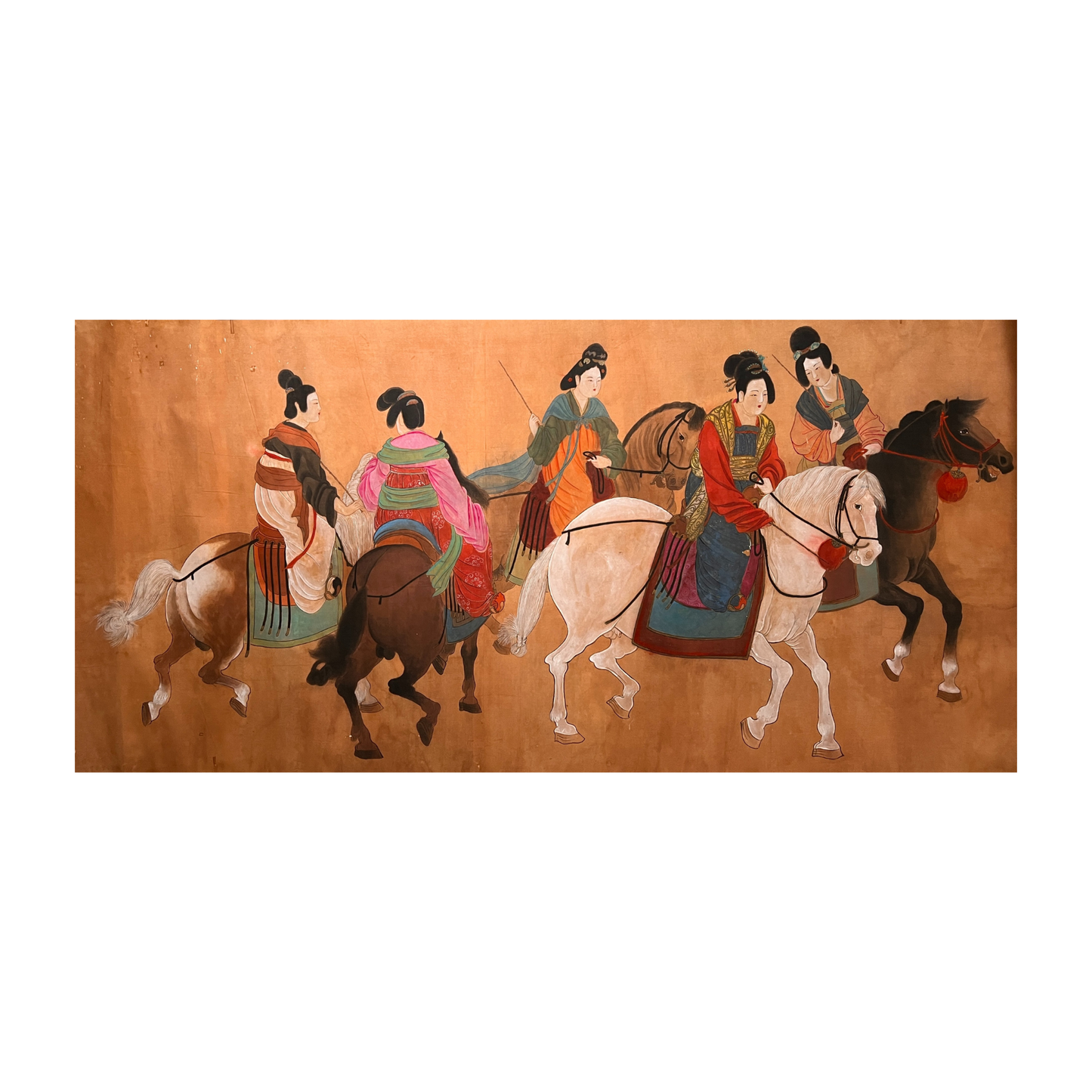 Empress Wang (Tang Dynasty), Fine Art Print, Chinese watercolor on silk, Spring Outing Excursion, Doorway, Dorm Room, Bedroom