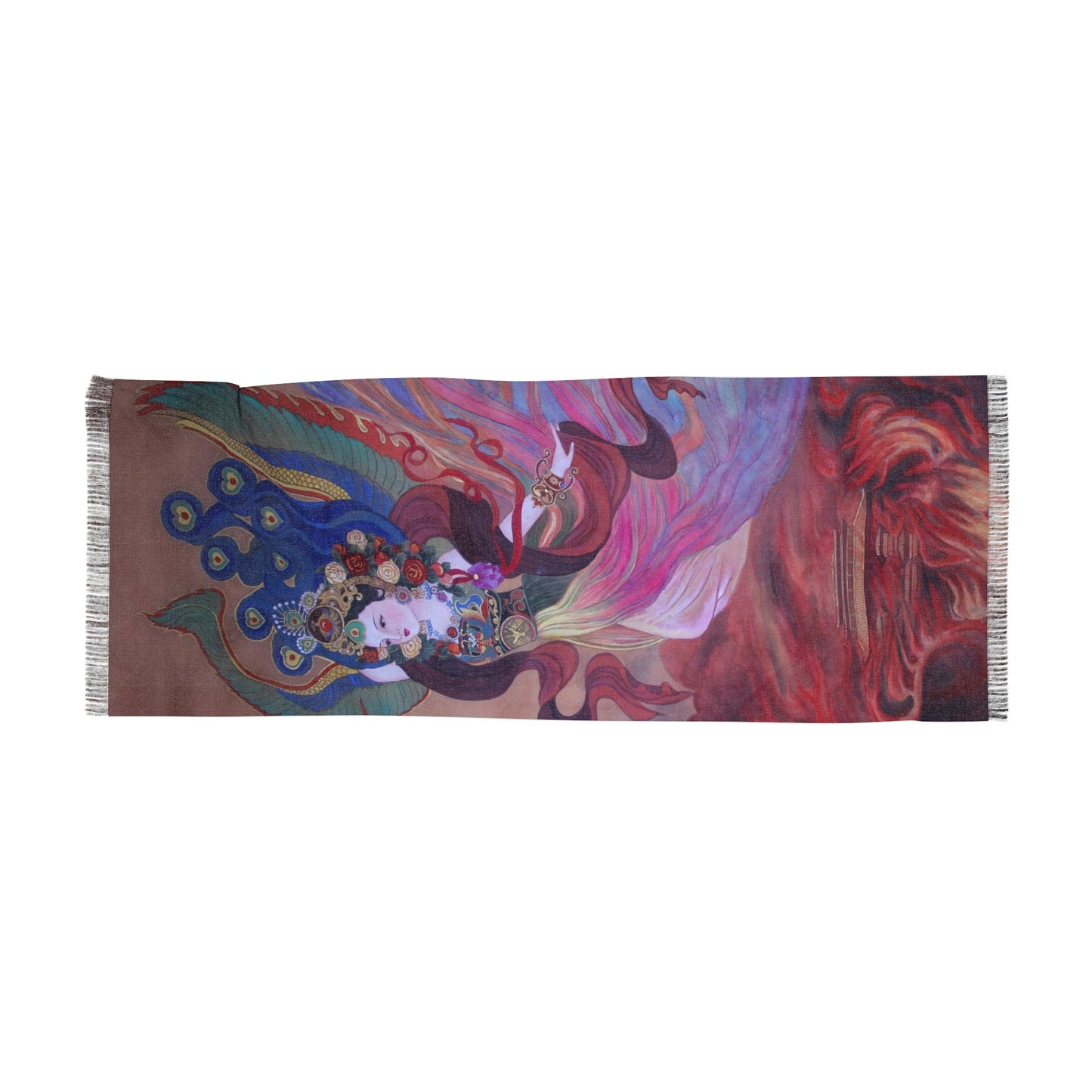 The Fate Light Scarf featuring Empress Wang, water color painting, women fashion scarf, Chinese New Year gift