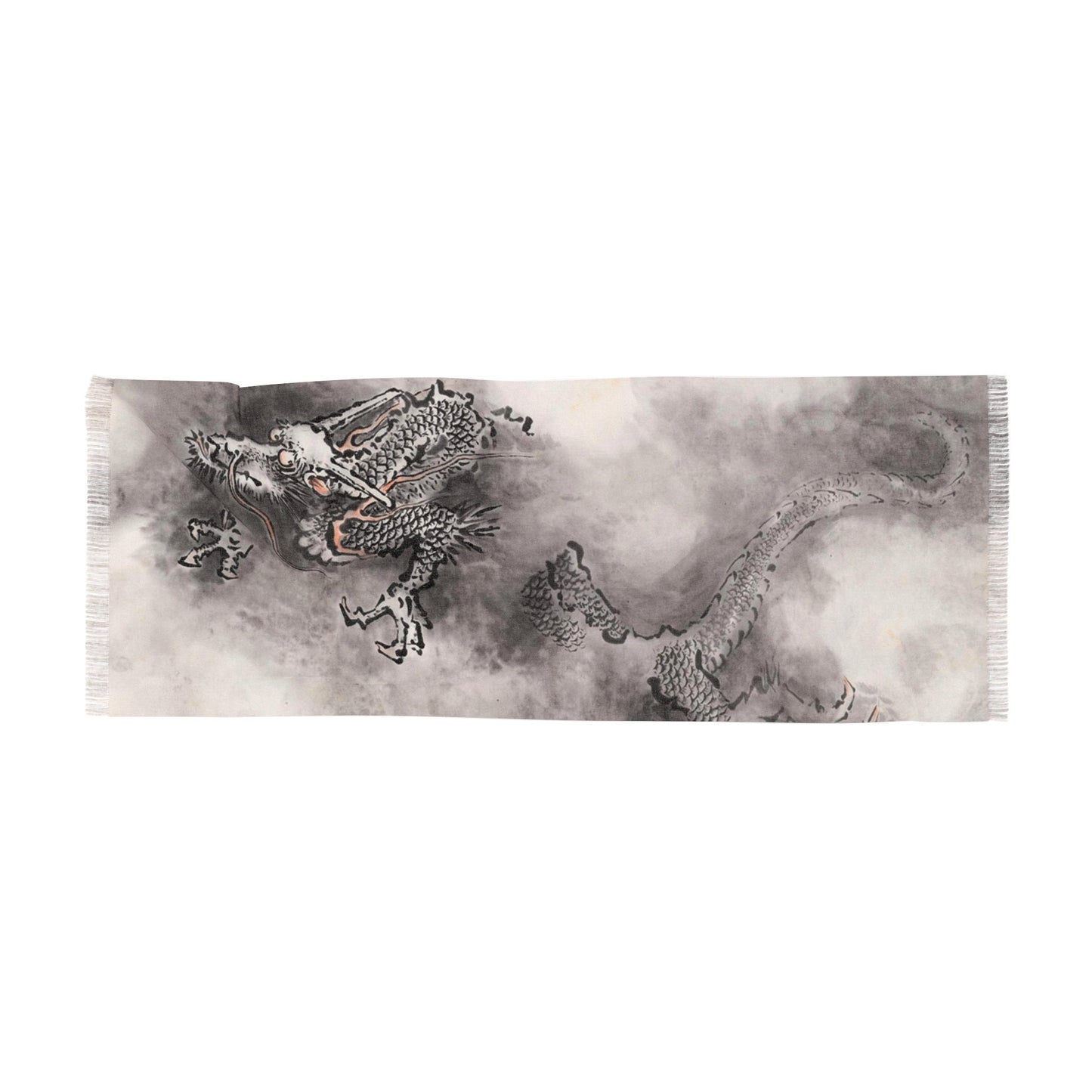 Cloud Dragon Light Scarf, water color painting on silk, Women fashion scarves, Chinese New Year gift, Unique cultural gift