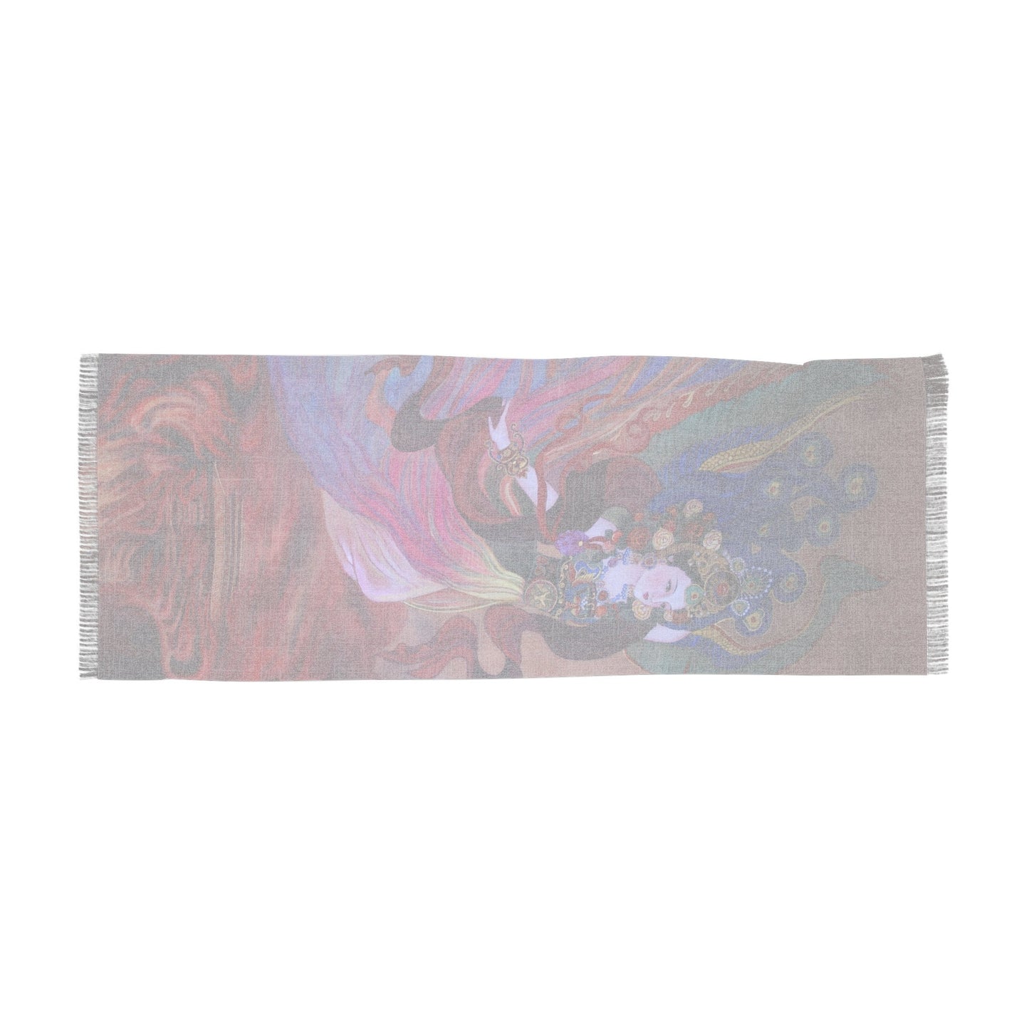 The Fate Light Scarf featuring Empress Wang, water color painting, women fashion scarf, Chinese New Year gift