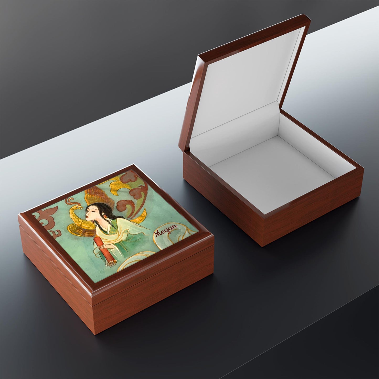 Jewelry Box| Chinese Empress, Watercolor on Silk | Empress Collection by Xiang Li Art