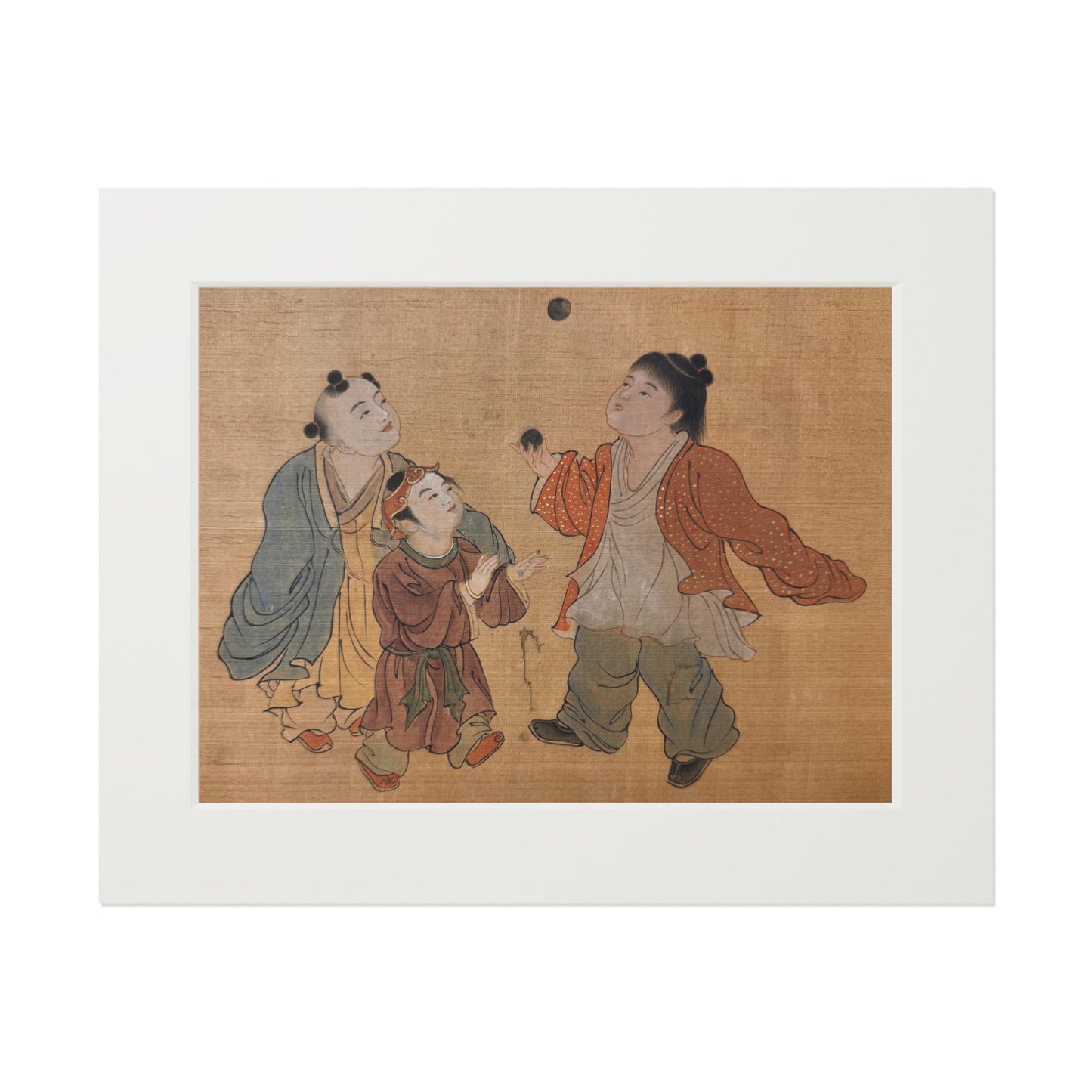 Fine Art Print, Song Dynasty Painting Xiang Li, Royal Children Playing, Chinese Watercolor, Passepartout Frame, Lunar New Year Gift