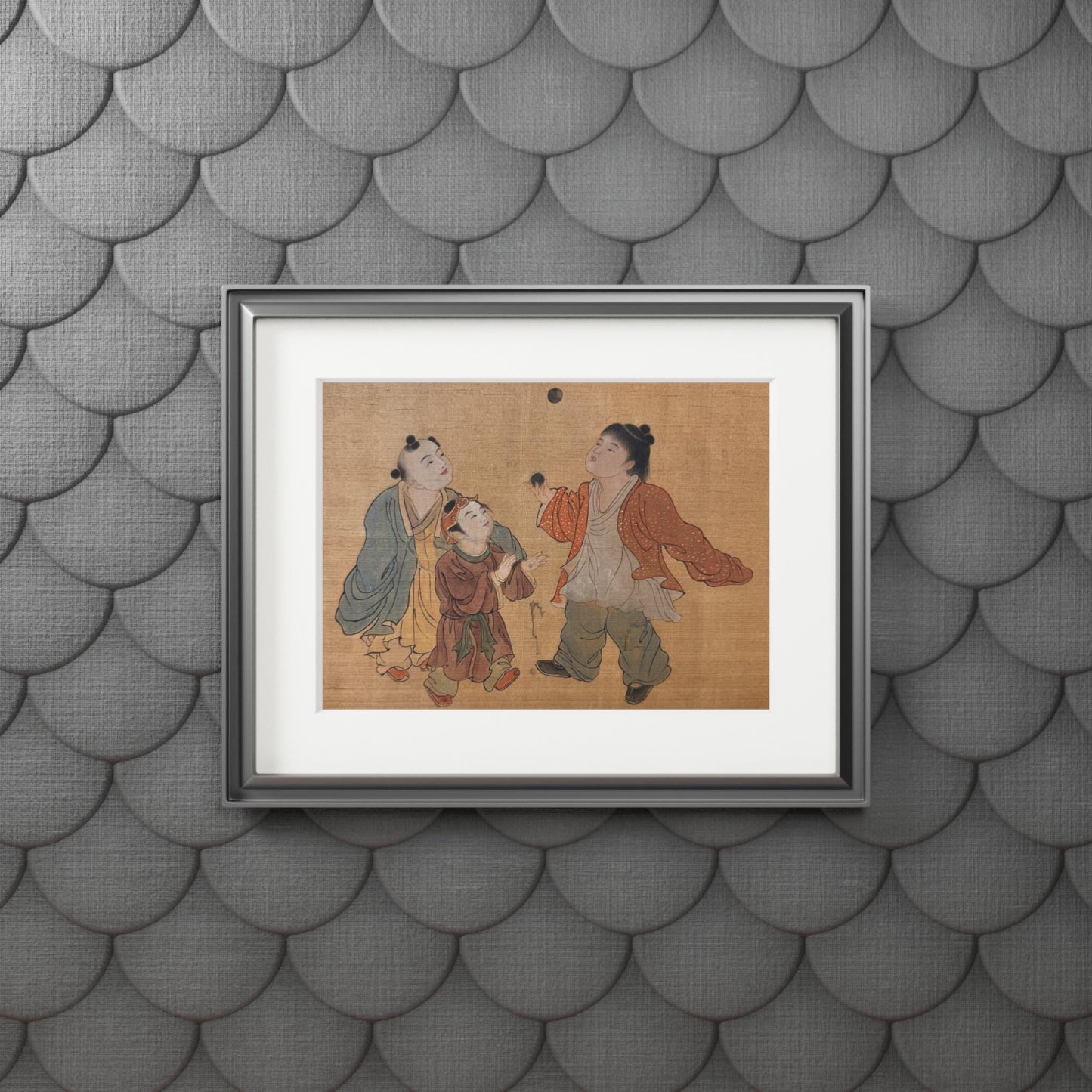 Fine Art Print, Song Dynasty Painting Xiang Li, Royal Children Playing, Chinese Watercolor, Passepartout Frame, Lunar New Year Gift