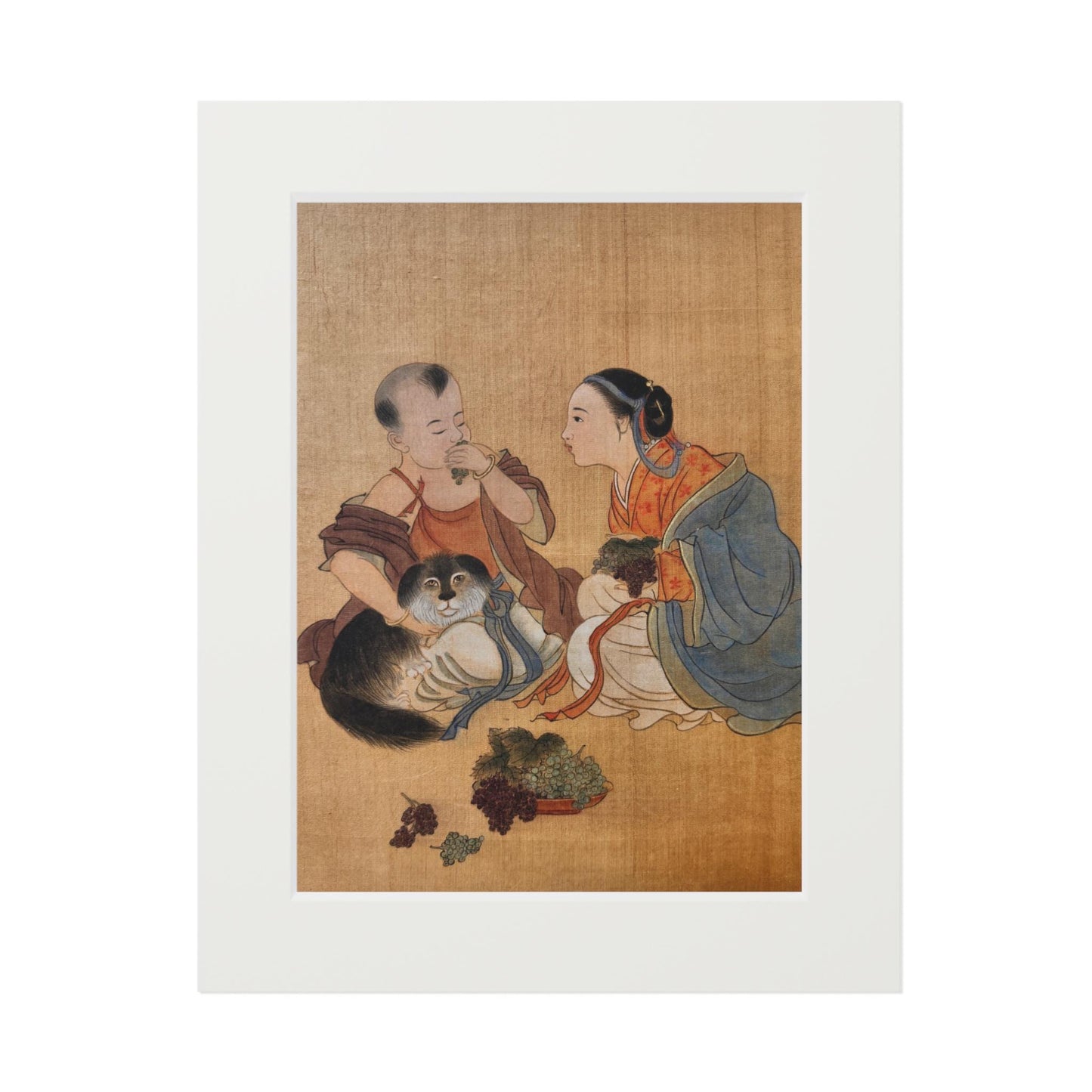Fine Art Prints, Song Dynasty Painting by Xiang Li, Lunar New Year Gift, Chinese Watercolor, Passepartout Frame