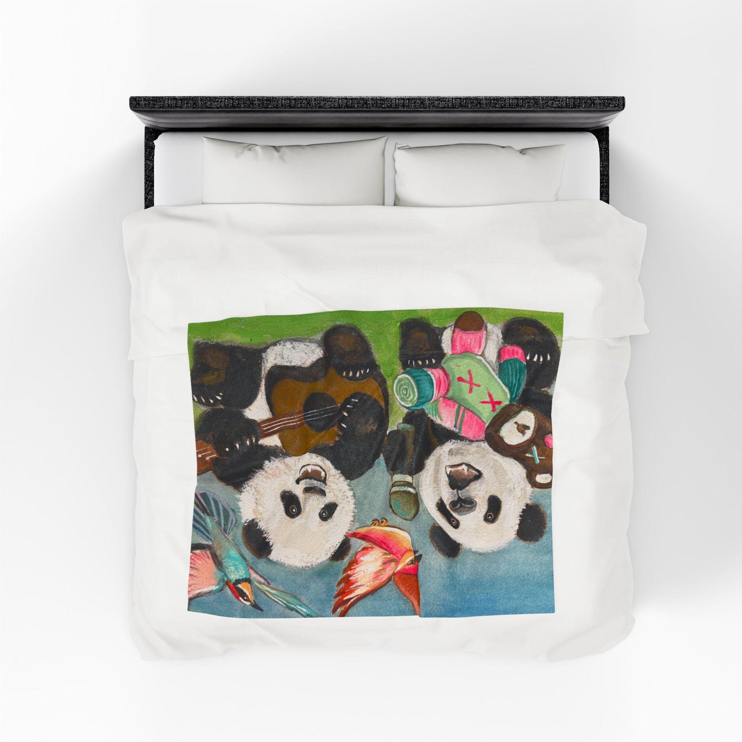 Cozy Panda Plush Blanket, Musical Panda Bears Kids Soft Throw, Cute Animal Decor, Perfect Gift for Baby Showers, Nursery, or Sleepovers