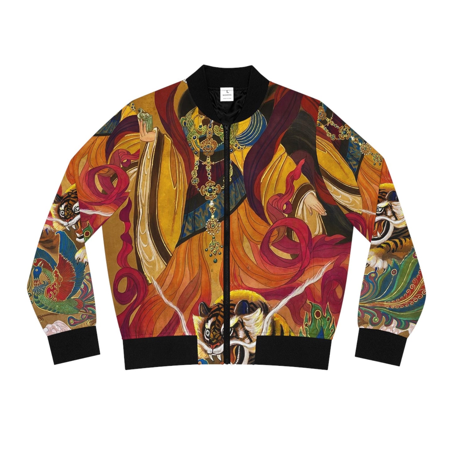 Watercolor Chinese Empress Women's Bomber Jacket, Unique Artwear, Statement Piece, Gift for Her, Chinese Empress Jacket, Women's Outerwear