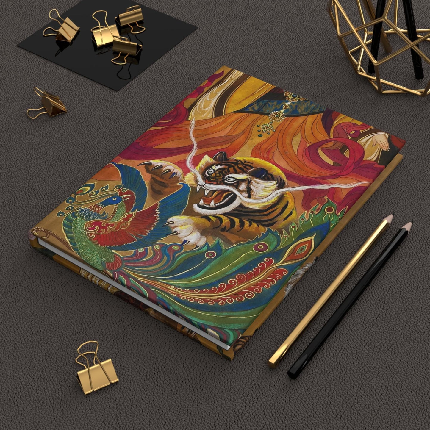 Tiger and Empress, Year of the Tiger, Vibrant Tiger Hardcover Journal | Artistic Journal, Stationery Gift, Daily Planner, Art Lovers