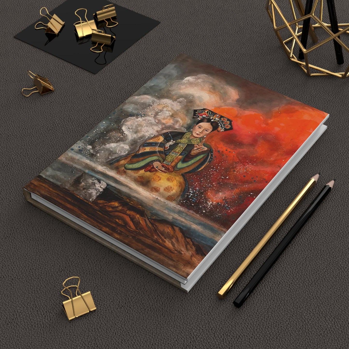 Empress Cixi Qing Dynasty Artistic Hardcover Journal with Unique Watercolor Design, Creative Writing Notebook, Gift for Artists