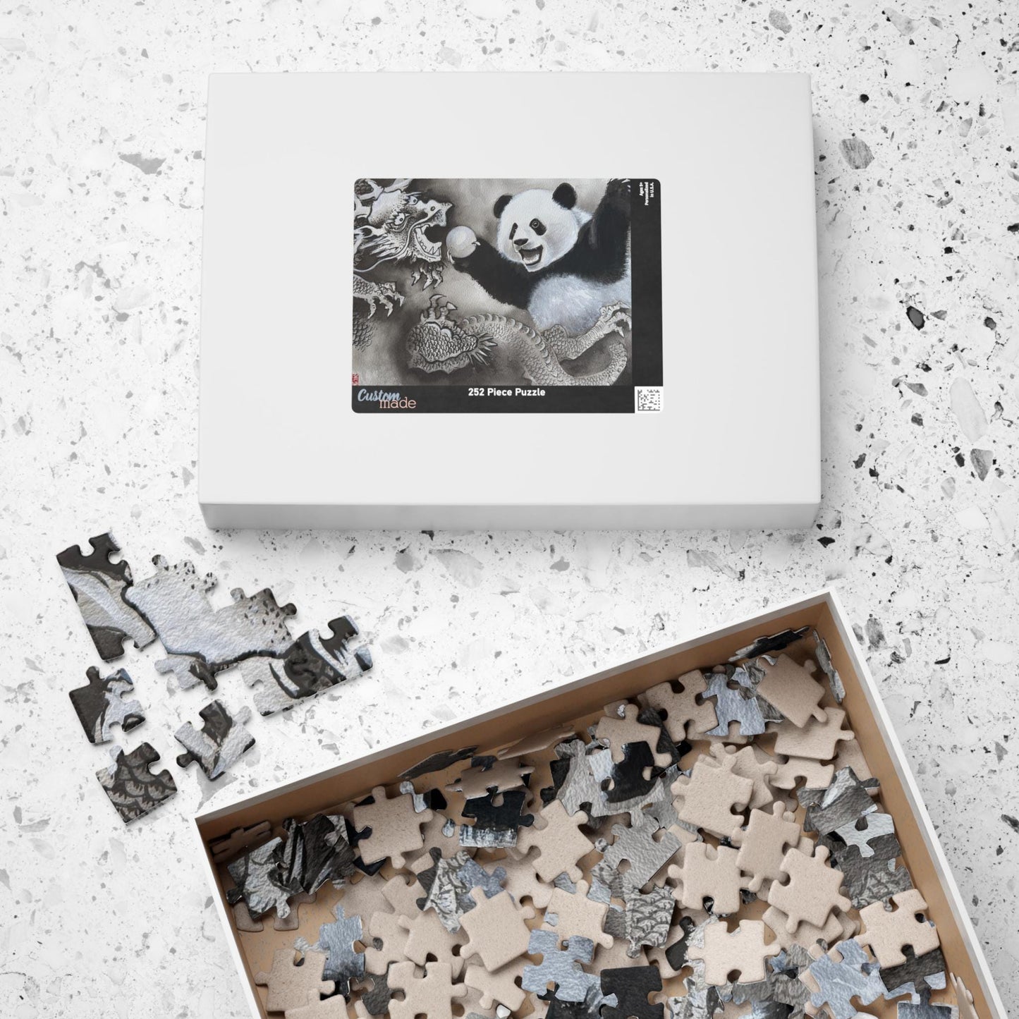 Panda and Dragon Artwork Puzzle | 110, 252 Piece Jigsaw | Holiday Activity Puzzle