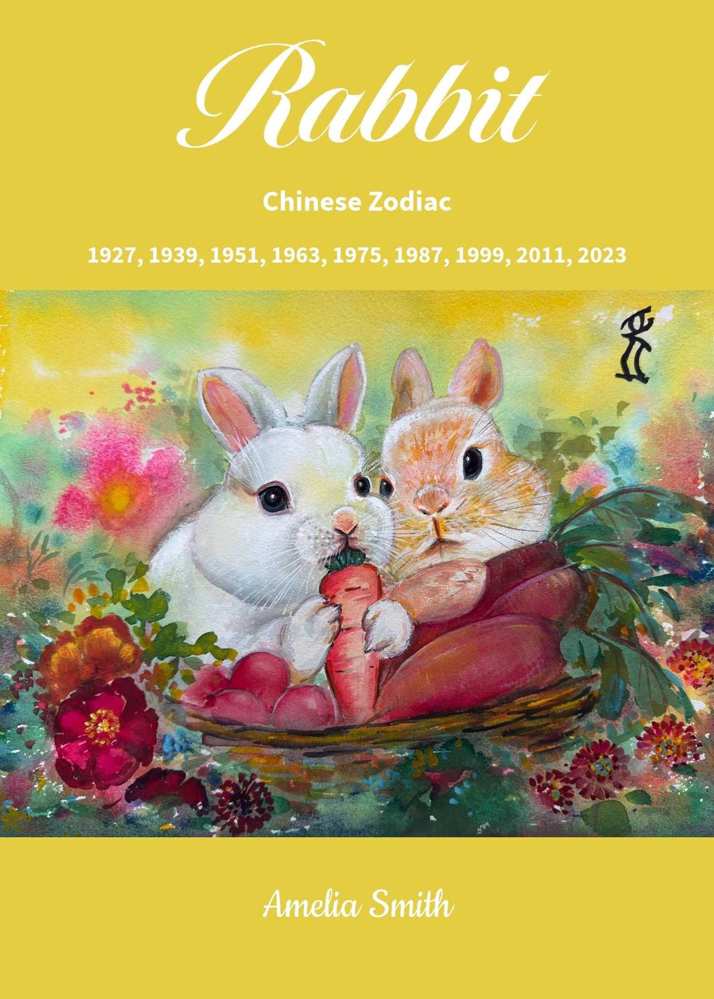 Rabbit Chinese Zodiac Hardcover Journal | Bunny Illustration, 12-Year Cycle Years