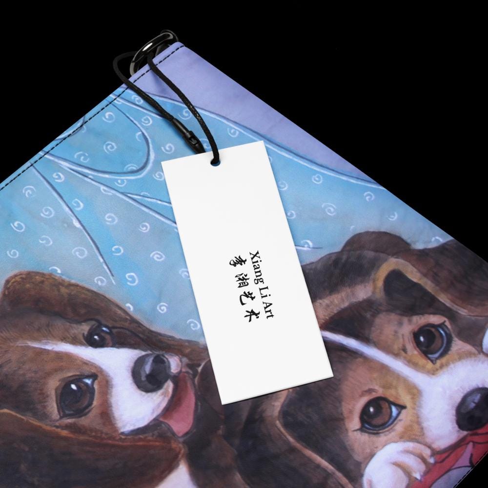 Crossbody bag- Watercolor art print - Beagle Puppies - Pet art