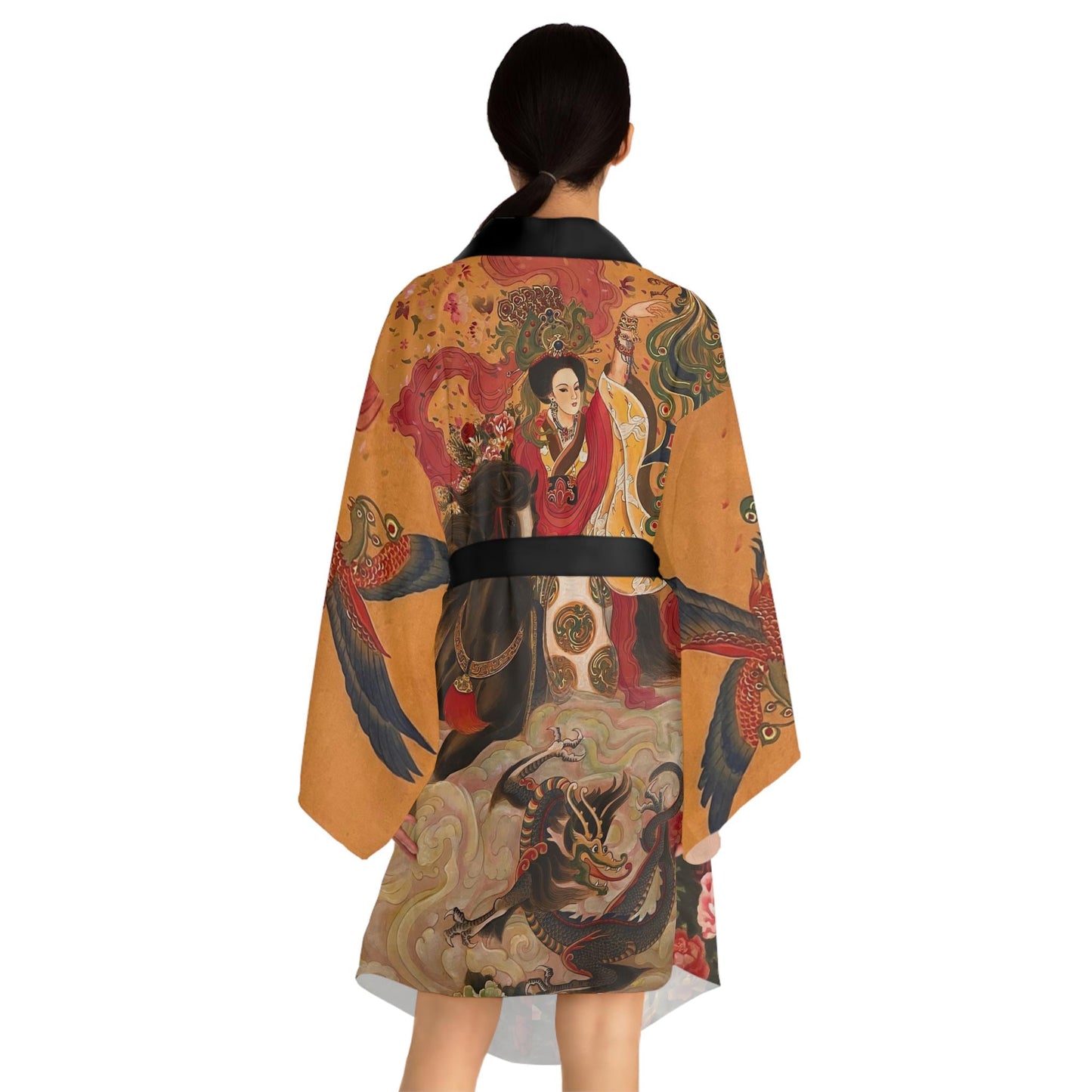 Floral Phoenix Warrior Horse Kimono Robe | Long Sleeve Kimono