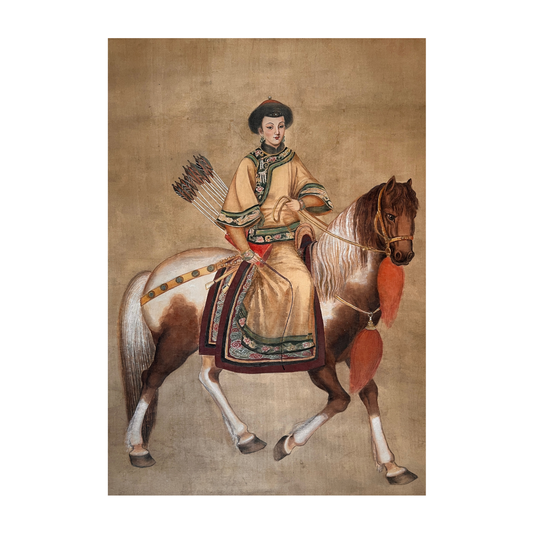 Primary Consort Minhui (Qing Dynasty), Fine Art Print, Horse Riding, Female Warrior, Horse, Chinese watercolor on silk, Chinese Gift, Gift for her