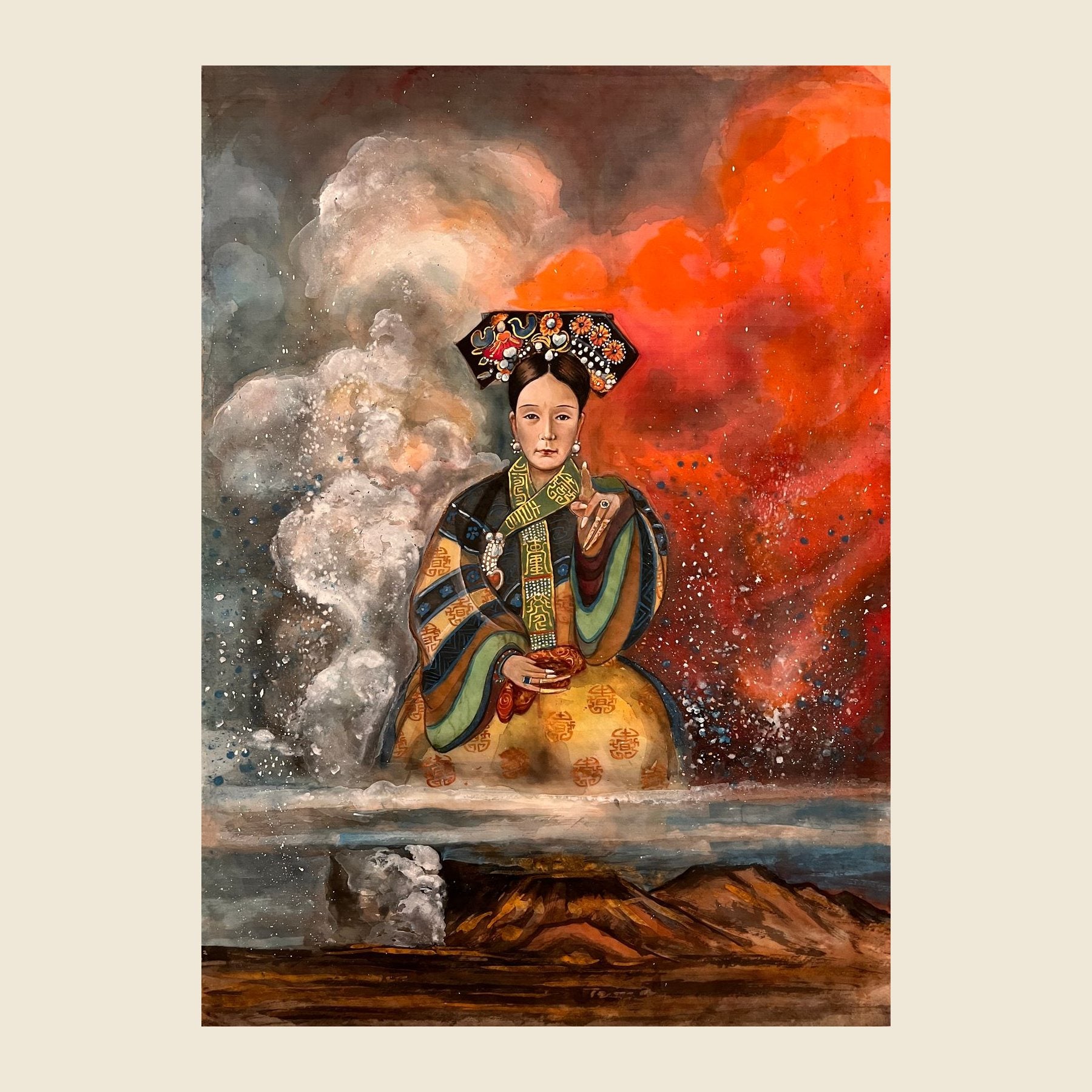 Empress Dowager Cixi — silk portrait by Xiang Li