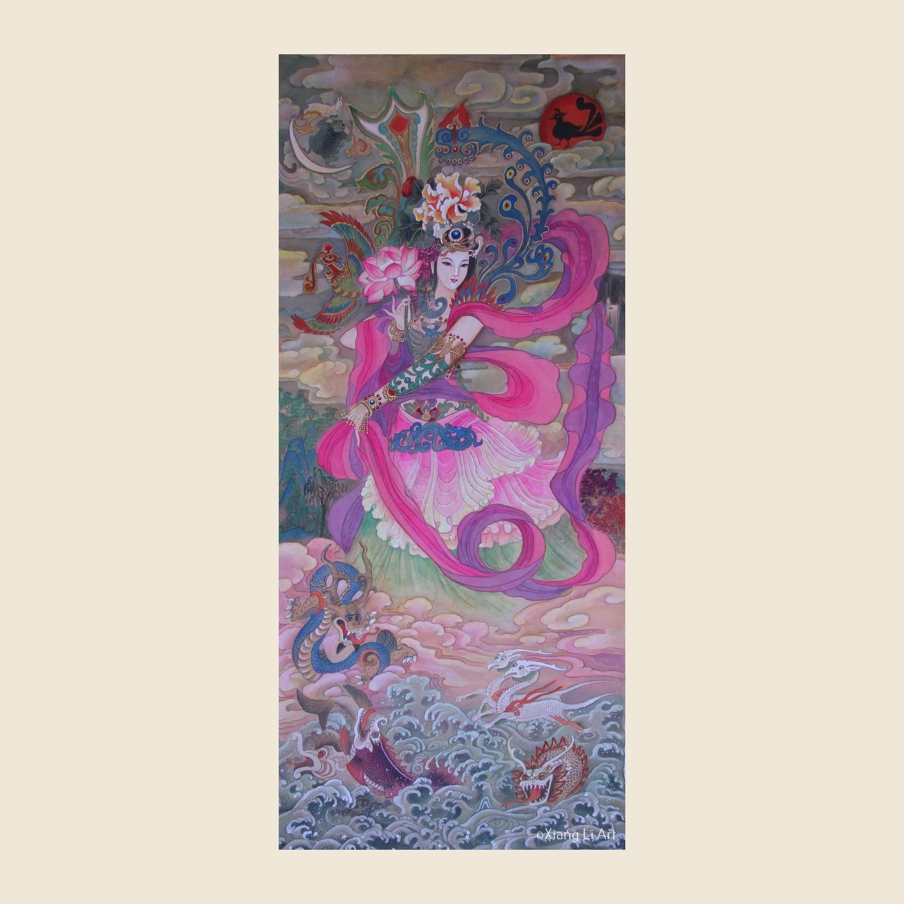 Empress Luo Shen (Three Kingdoms Cao Wei) — silk portrait by Xiang Li