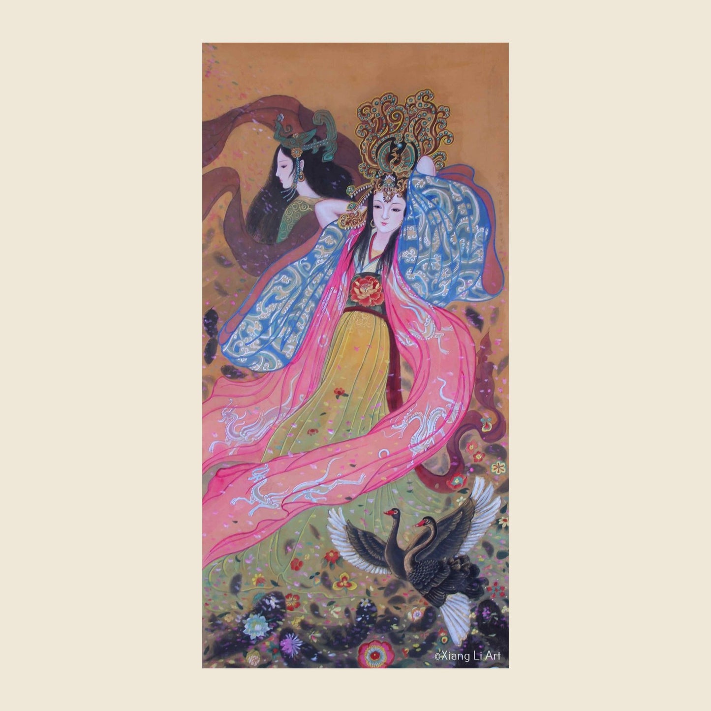 Empress Mao and Empress Guo (Cao Wei) — silk portrait by Xiang Li