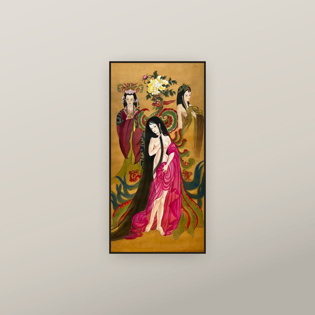 Empress Yixian (Liang Nüying), Empress Deng (Deng Mengnü), Empress Huansi (Dou Miao) — shown framed on a wall