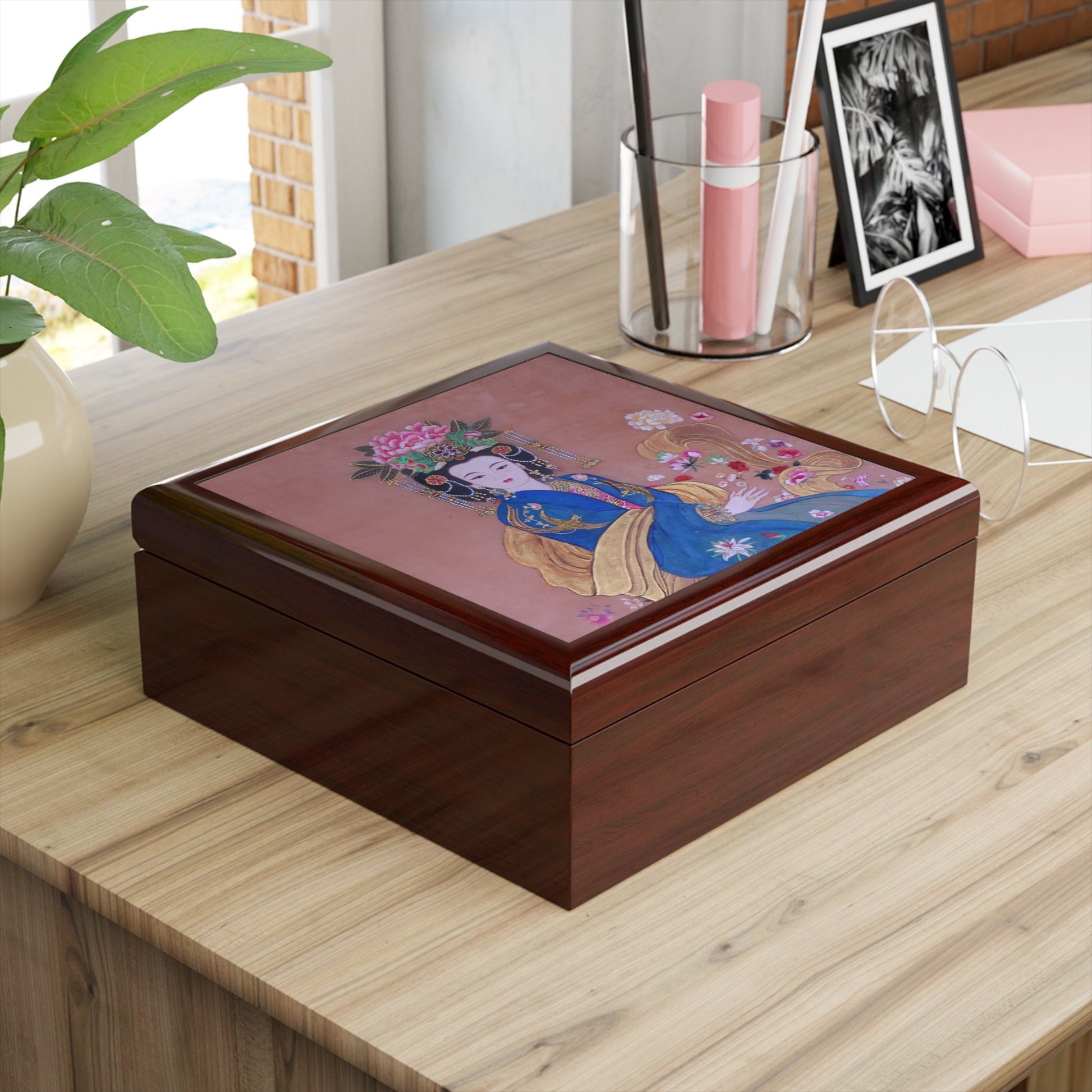 Jewelry Box| Chinese Empress, Watercolor on Silk | Empress Collection by Xiang Li Art