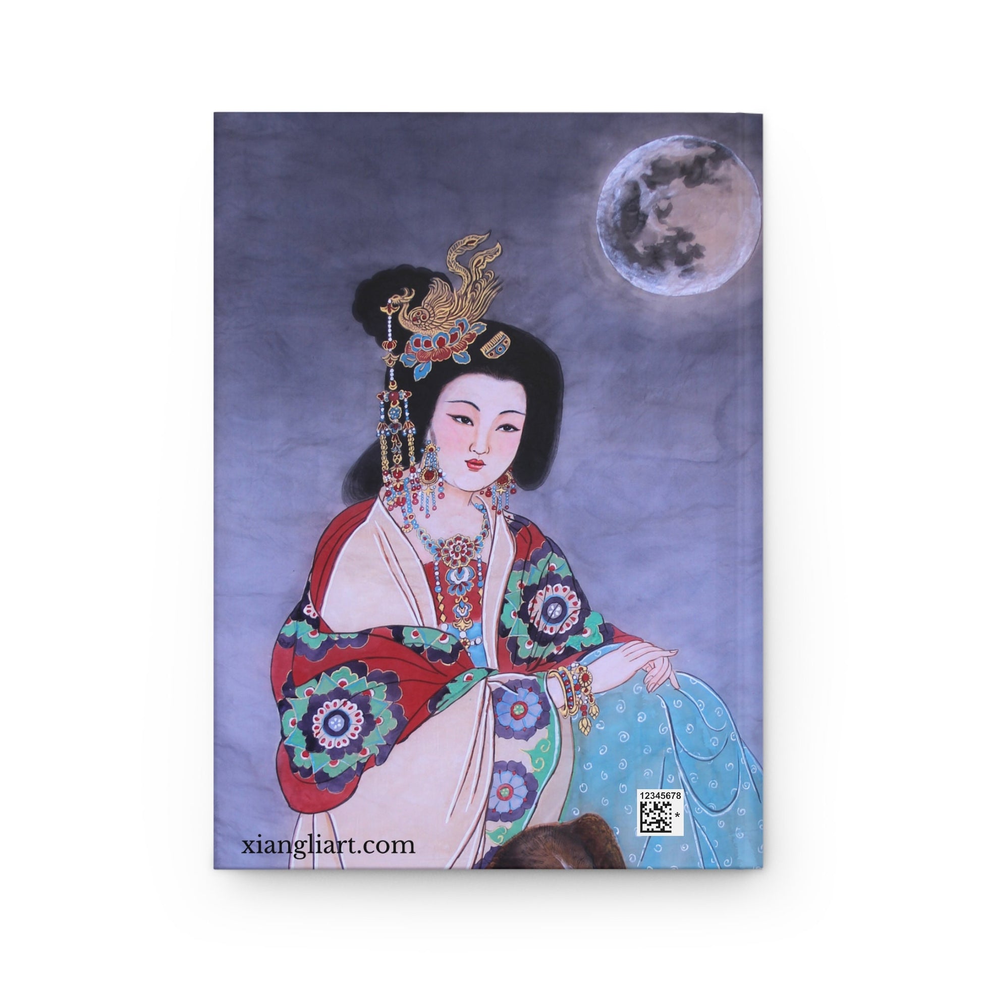 Hardcover Journal Matte | With Ancient Chinese Empress and Her Pet Dogs | Print of Chinese watercolor on silk