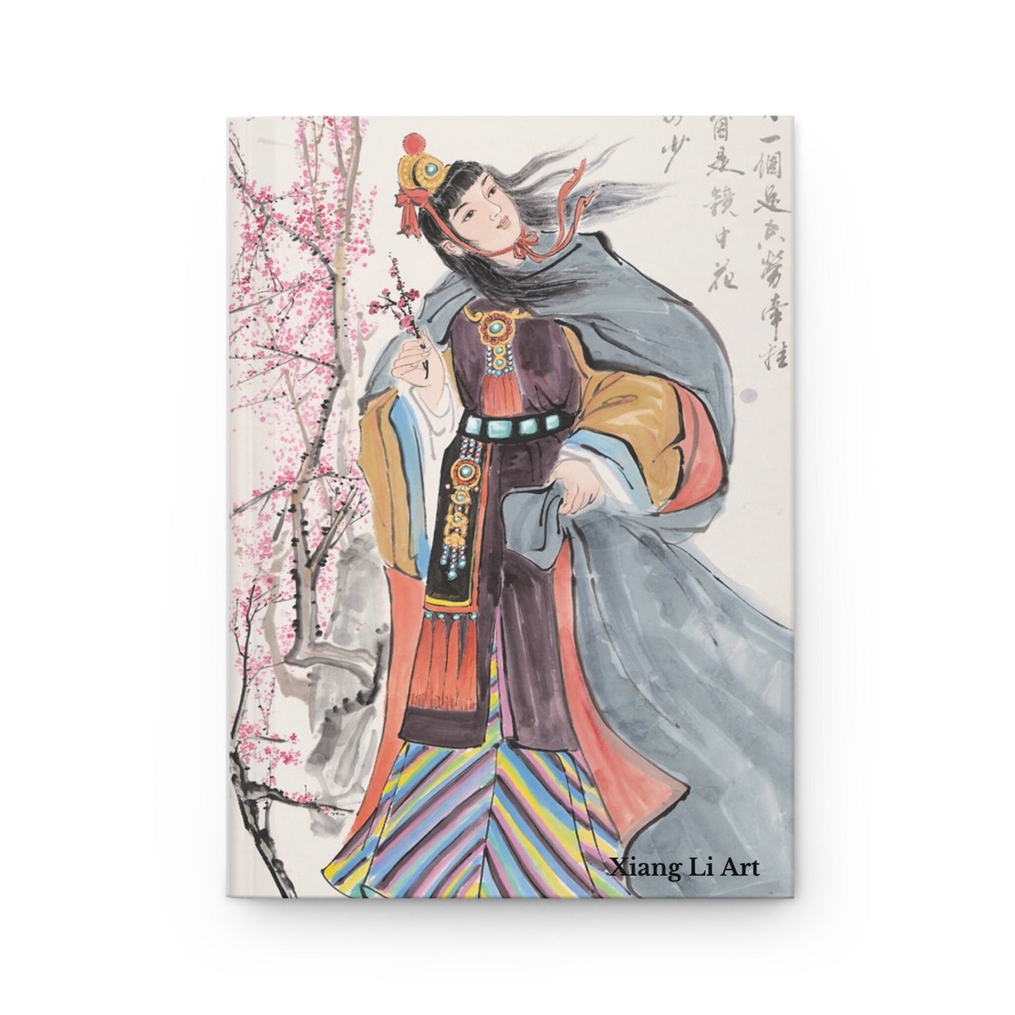 Hardcover Journal Matte, Chinese watercolor art on front and back cover, Characters from the famous book Dream of the Red Chamber