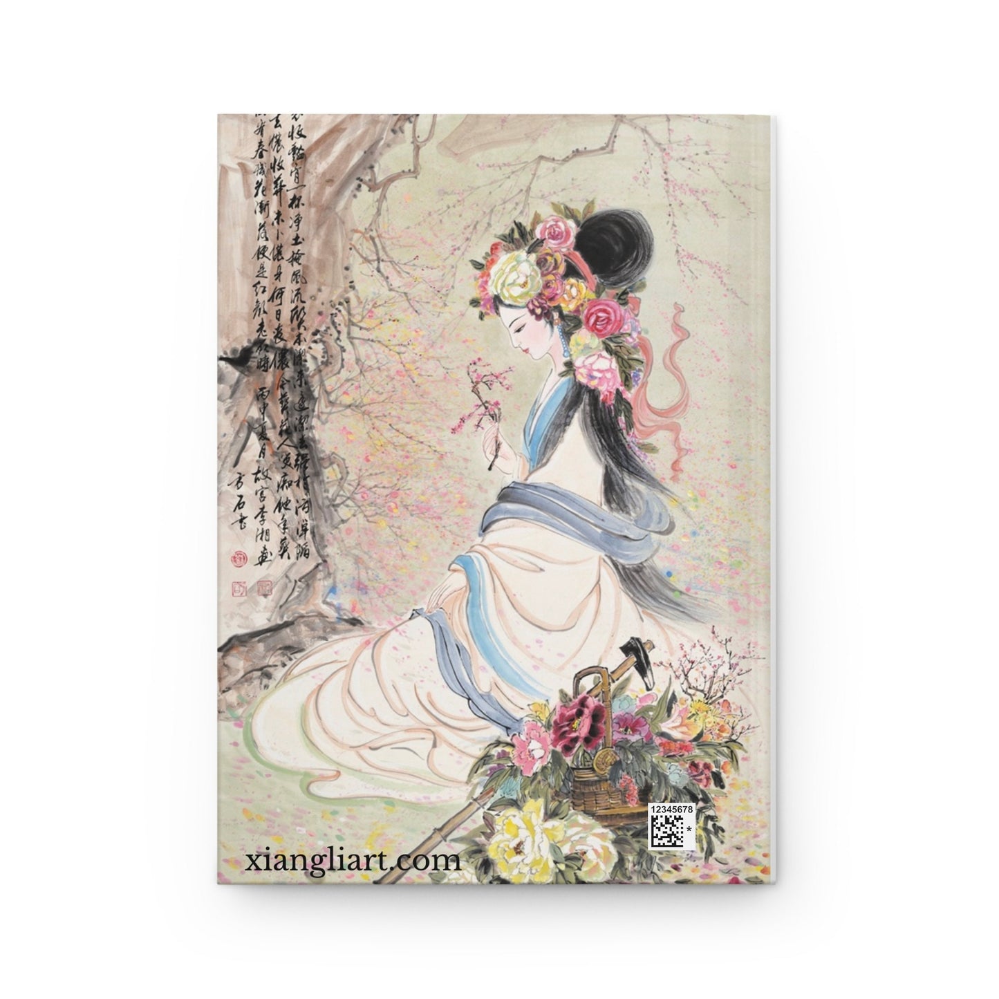 Hardcover Journal Matte, Chinese watercolor art on front and back cover, Characters from the famous book Dream of the Red Chamber