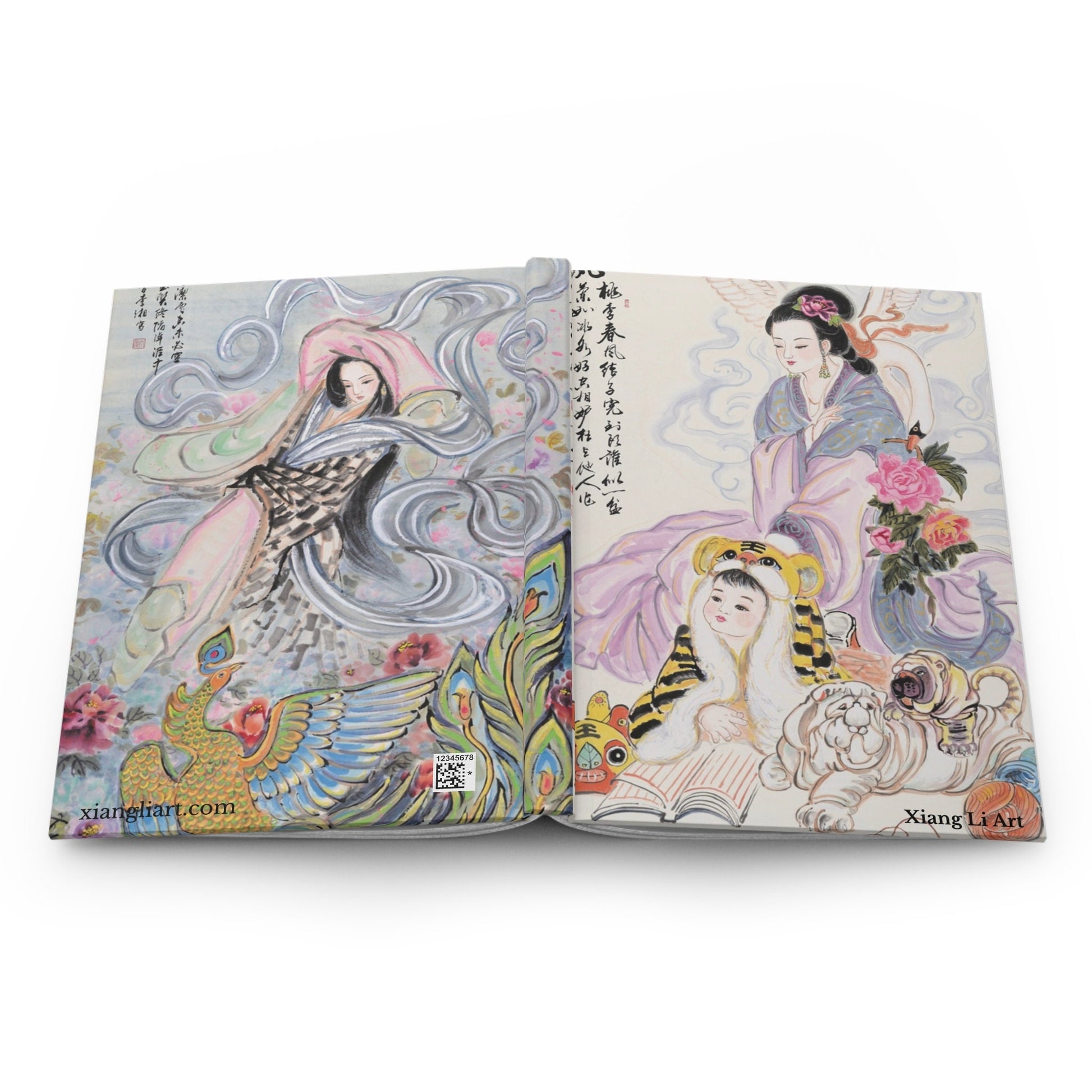 Hardcover Journal Matte | Dream of the Red Chamber 2 of the 12 Beauties on front and back cover | Print of Chinese watercolor on silk