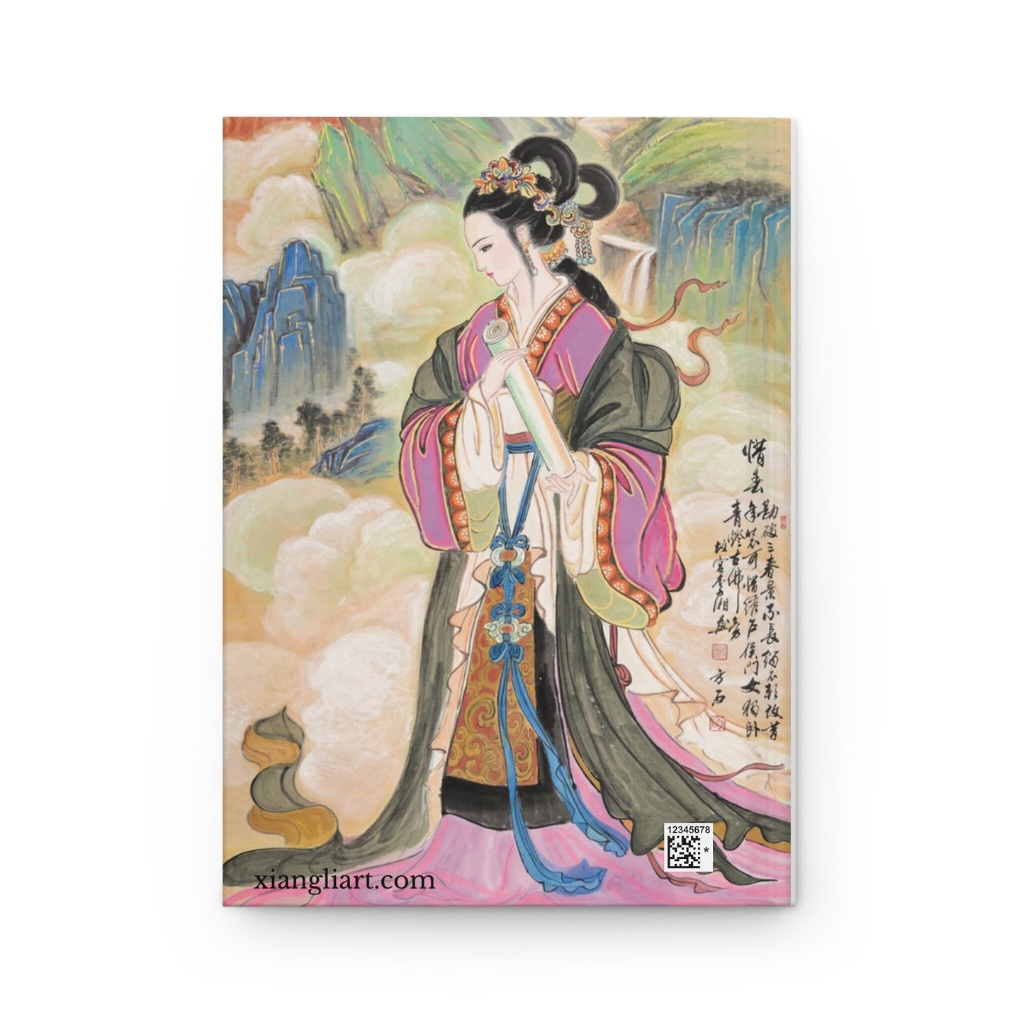 Hardcover Journal Matte | Dream of the Red Chamber 2 of the12 Beauties on front and back cover | Print of Chinese watercolor on silk