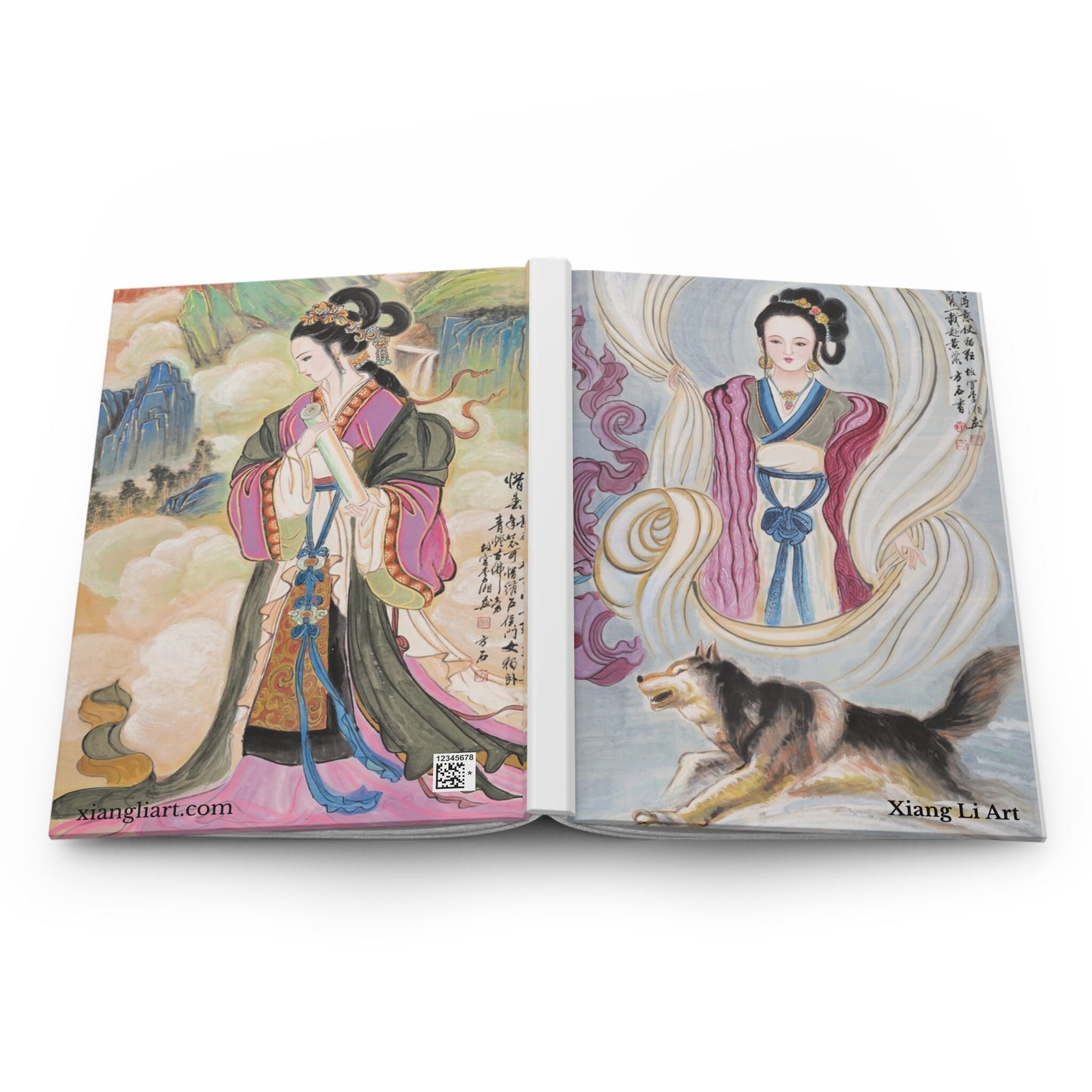 Hardcover Journal Matte | Dream of the Red Chamber 2 of the12 Beauties on front and back cover | Print of Chinese watercolor on silk