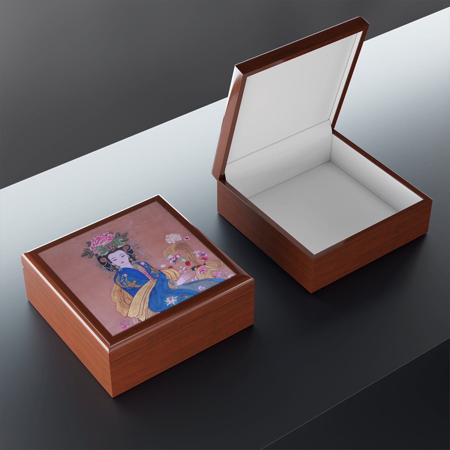 Jewelry Box| Chinese Empress, Watercolor on Silk | Empress Collection by Xiang Li Art