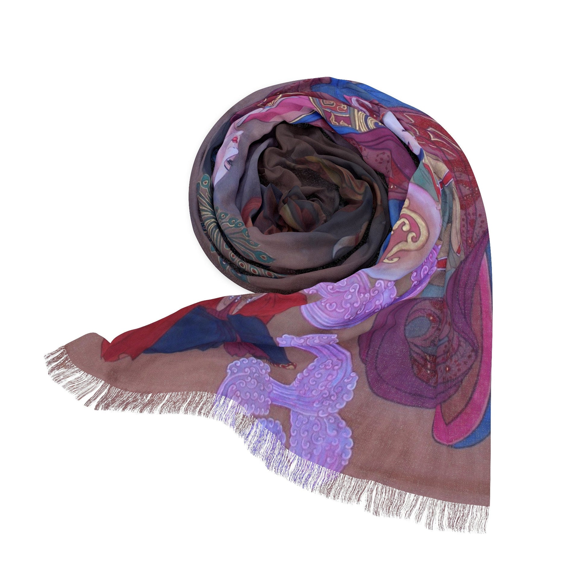 The Magic Dragon Light Scarf featuring Empress Xu, water color painting, women fashion scarf, Chinese New Year gift