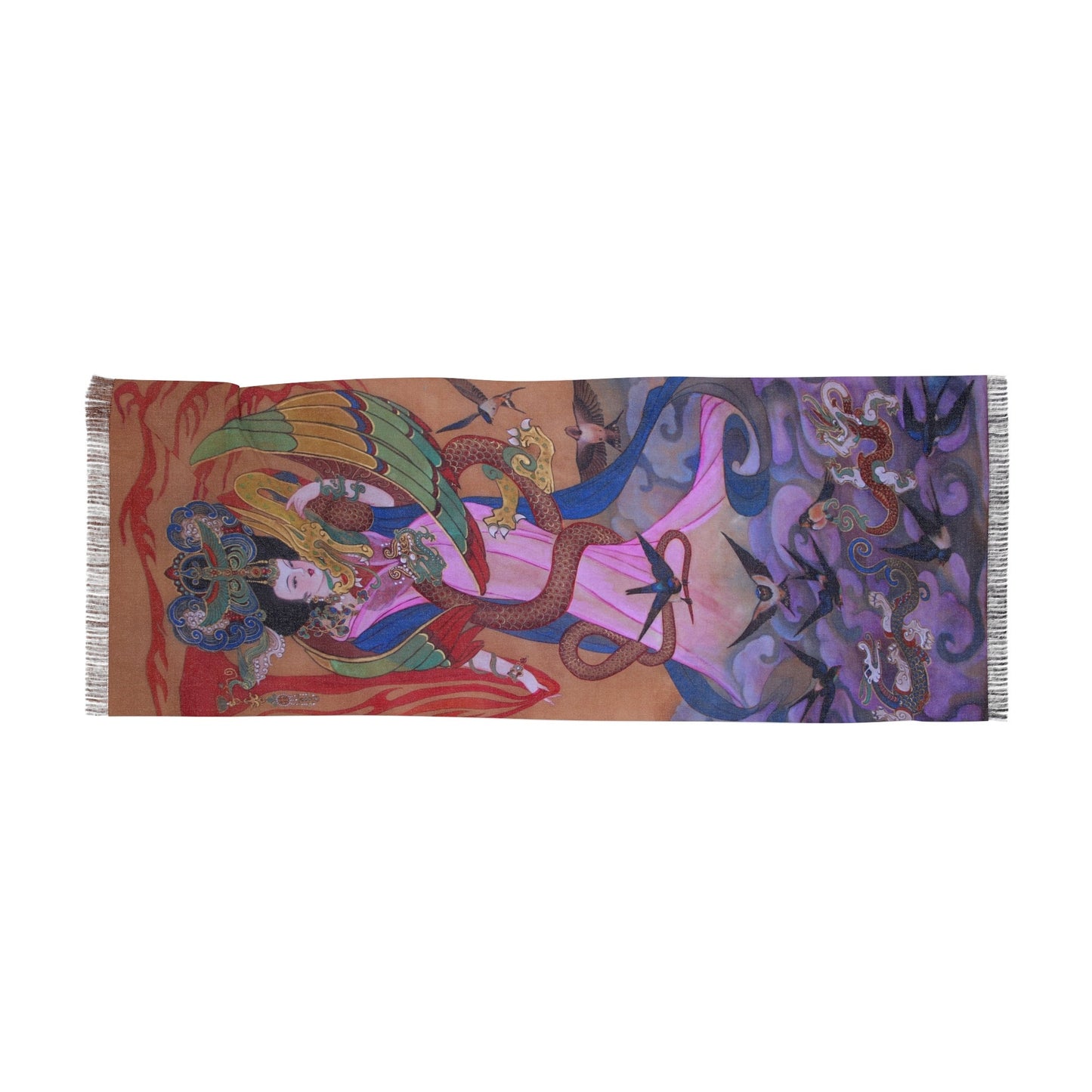 Swallow Light Scarf featuring Empress Zhao Feiyan, water color painting, women fashion scarf, Chinese New Year gift