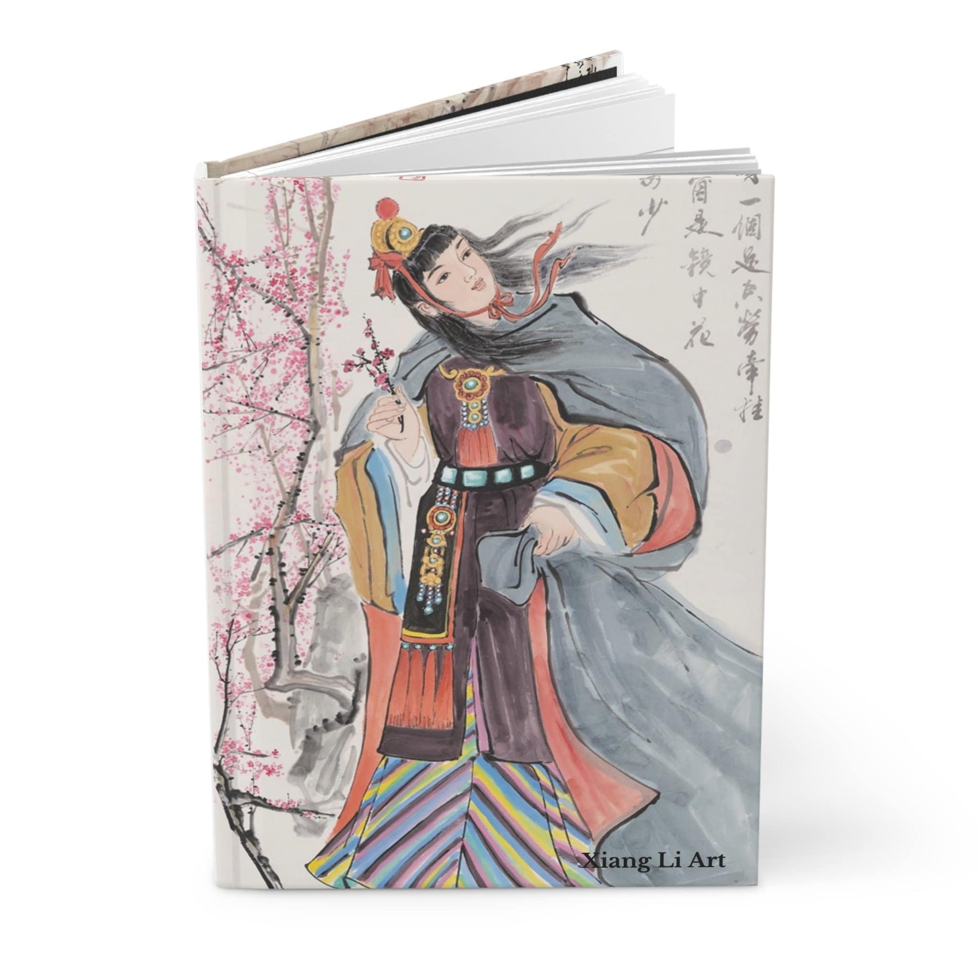 Hardcover Journal Matte, Chinese watercolor art on front and back cover, Characters from the famous book Dream of the Red Chamber