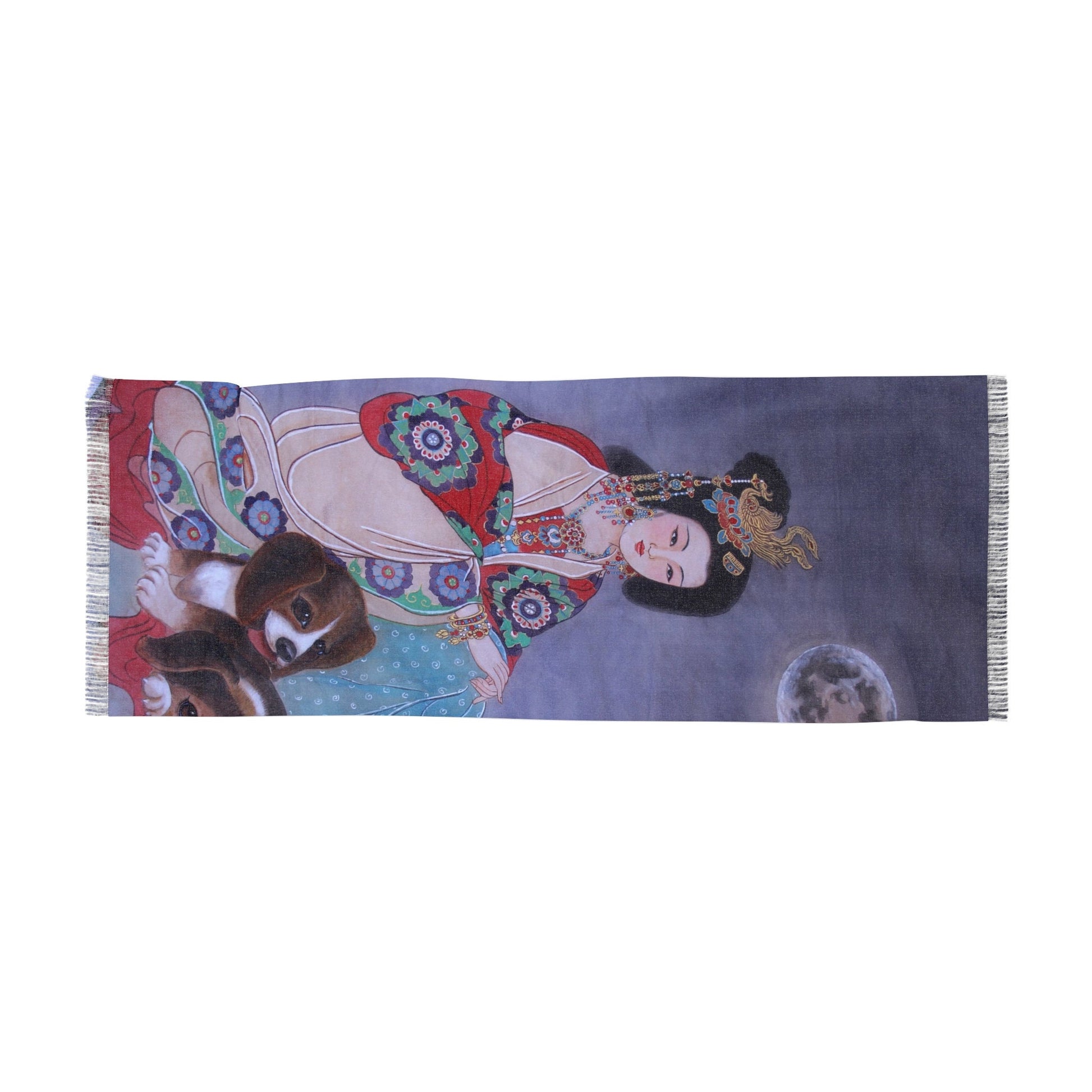 Chinese Empress He (Tang) Light Scarf, water color painting, women fashion scarf, Chinese New Year gift, unique cultural gift