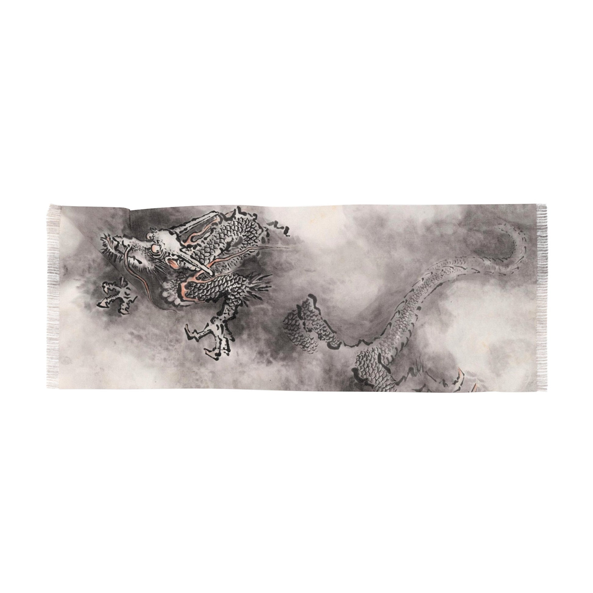 Cloud Dragon Light Scarf, water color painting on silk, Women fashion scarves, Chinese New Year gift, Unique cultural gift