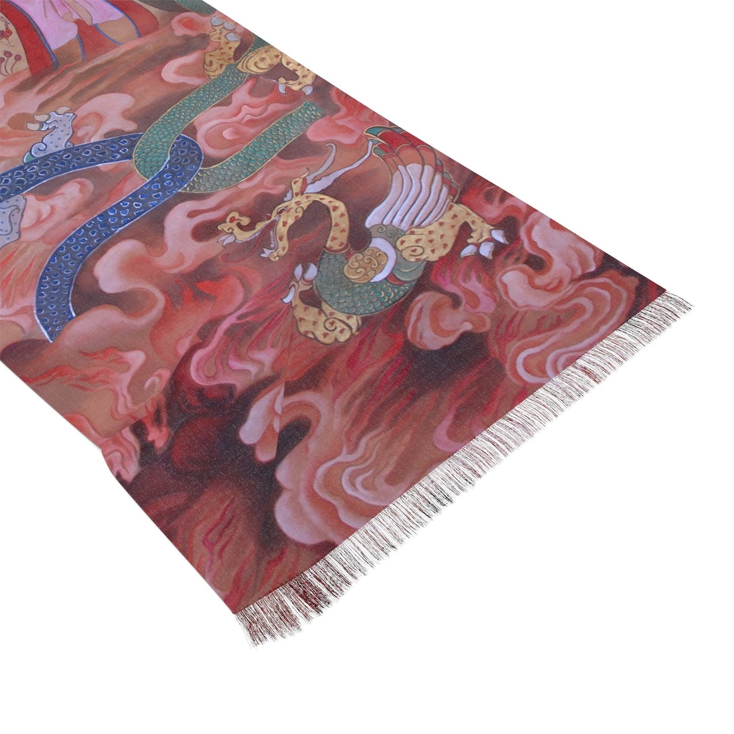 Fire Dragon Empress Wang Zhengjun Light Scarf, water color painting, women fashion scarf, Chinese New Year gift