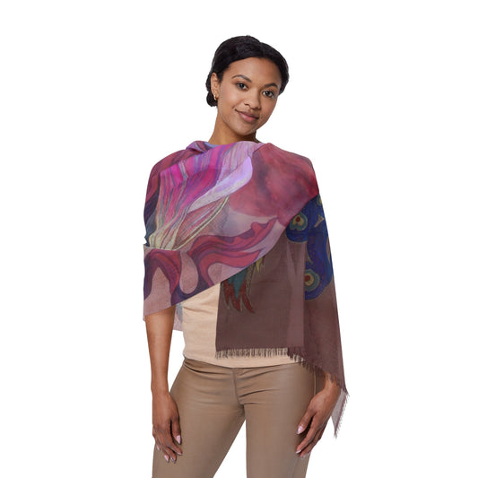 The Fate Light Scarf featuring Empress Wang, water color painting, women fashion scarf, Chinese New Year gift