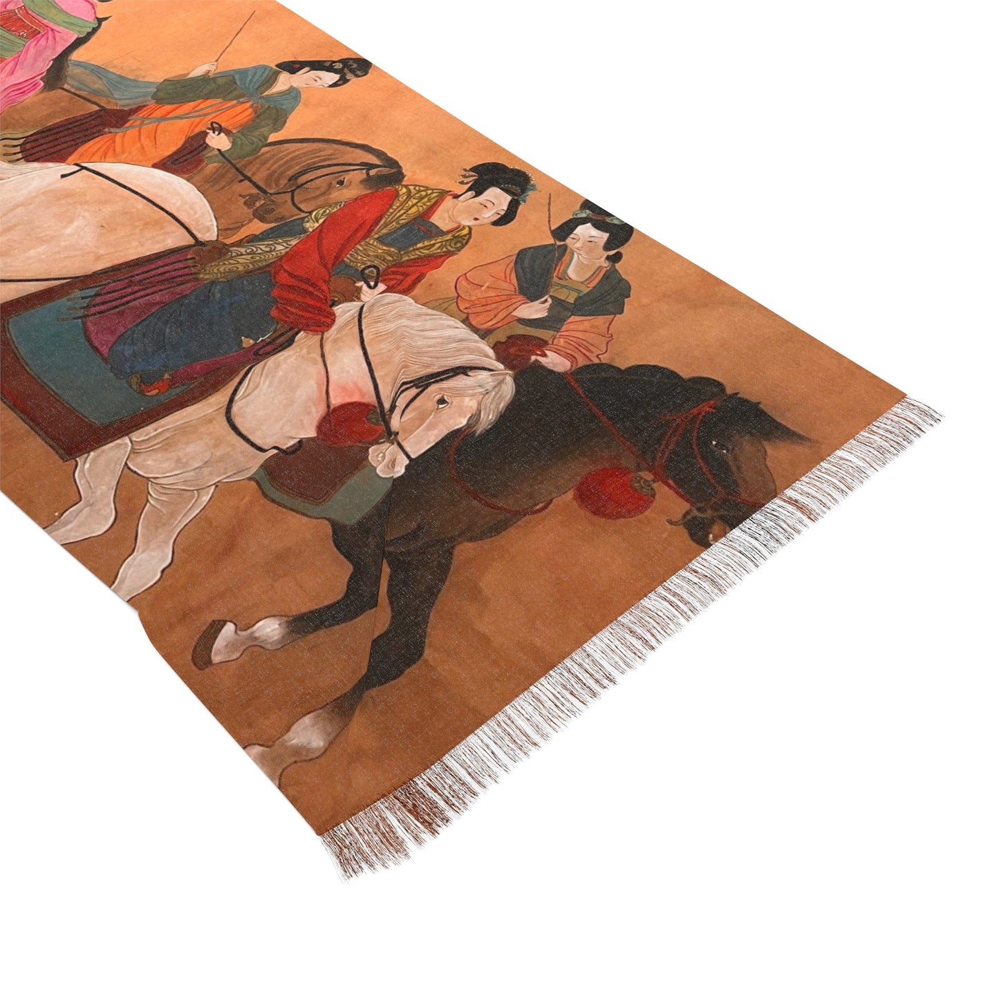 Empress Wang Horse-riding Light Scarf, water color painting, women fashion scarf, Chinese New Year gift, unique cultural gift