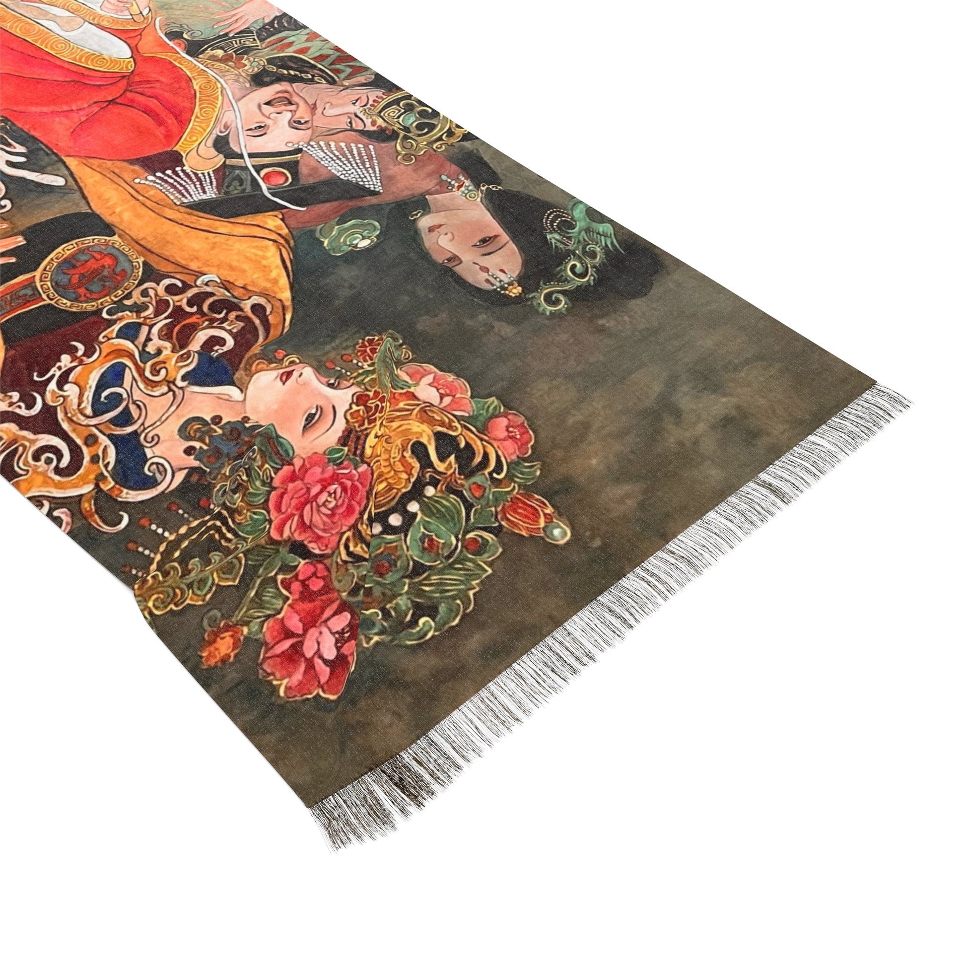 Western Jin Empresses Light Scarf, water color painting, women fashion scarf, Chinese New Year gift, unique cultural gift