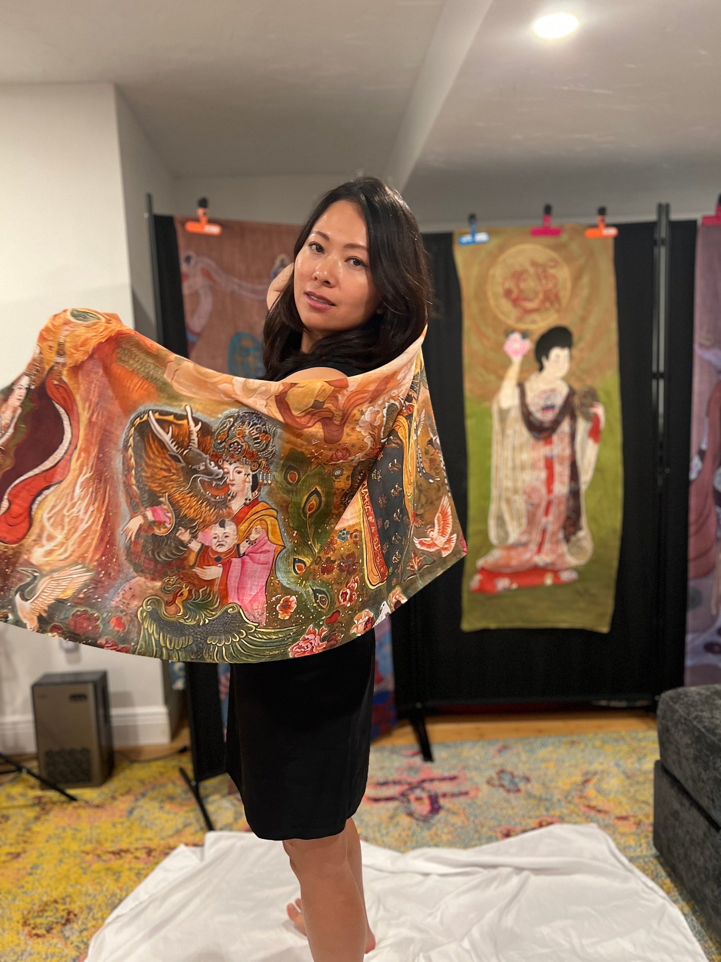 Northern Song Empresses Light Scarf, water color painting, women fashion scarf, Chinese New Year gift, unique cultural gift