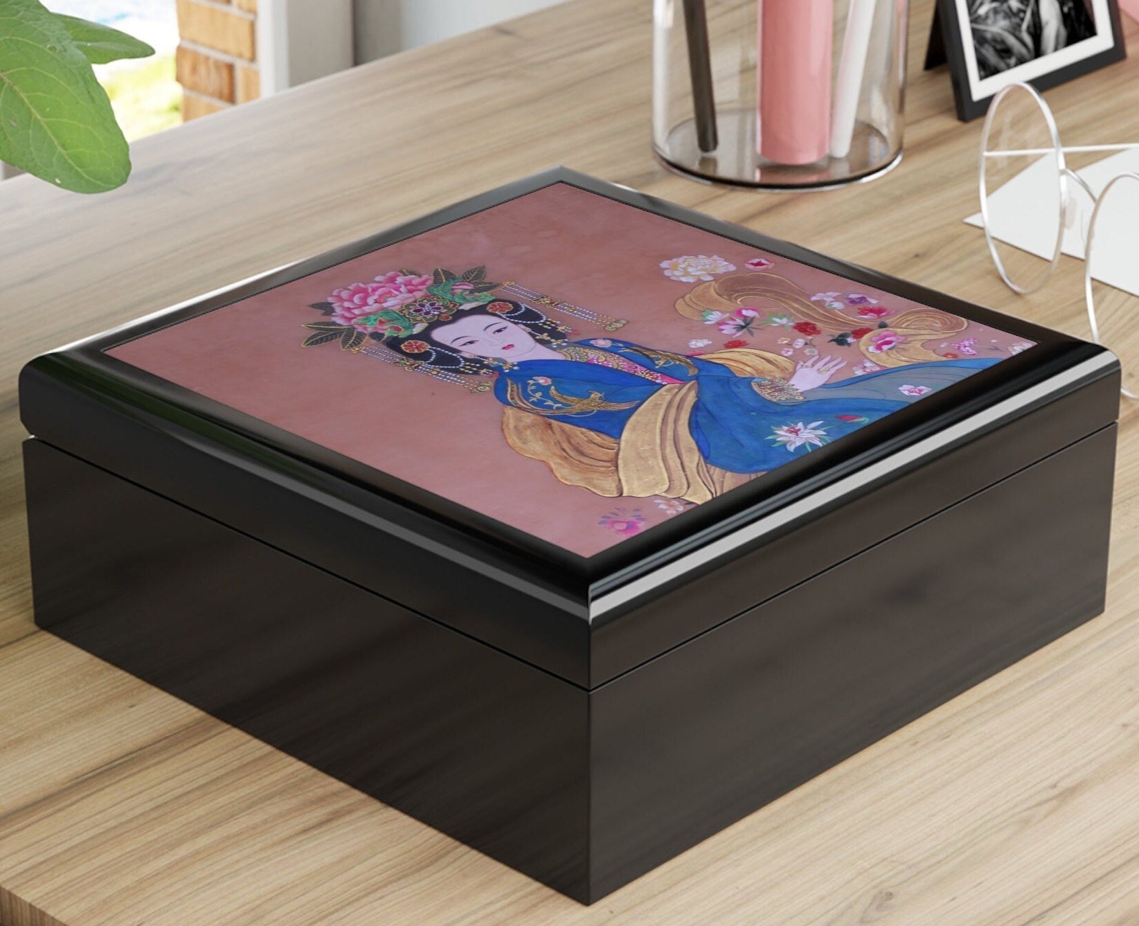 Jewelry Box| Chinese Empress, Watercolor on Silk | Empress Collection by Xiang Li Art