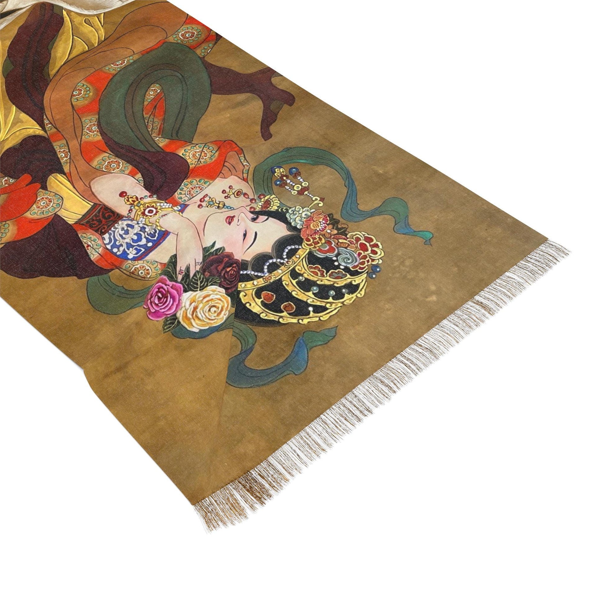 Empress Yi'an Light Scarf, Print of watercolor painting, Chinese New Year gift, Women's fashion scarf, cultural gift