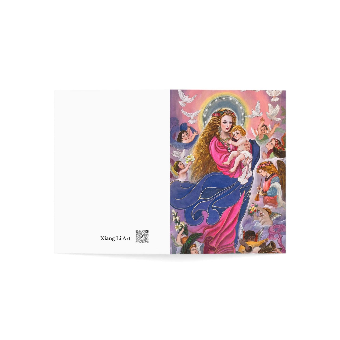 Blank Greeting Cards (1, 10, 30, and 50pcs) | Print of Watercolor Painting of Madonna and Child by artist Xiang Li