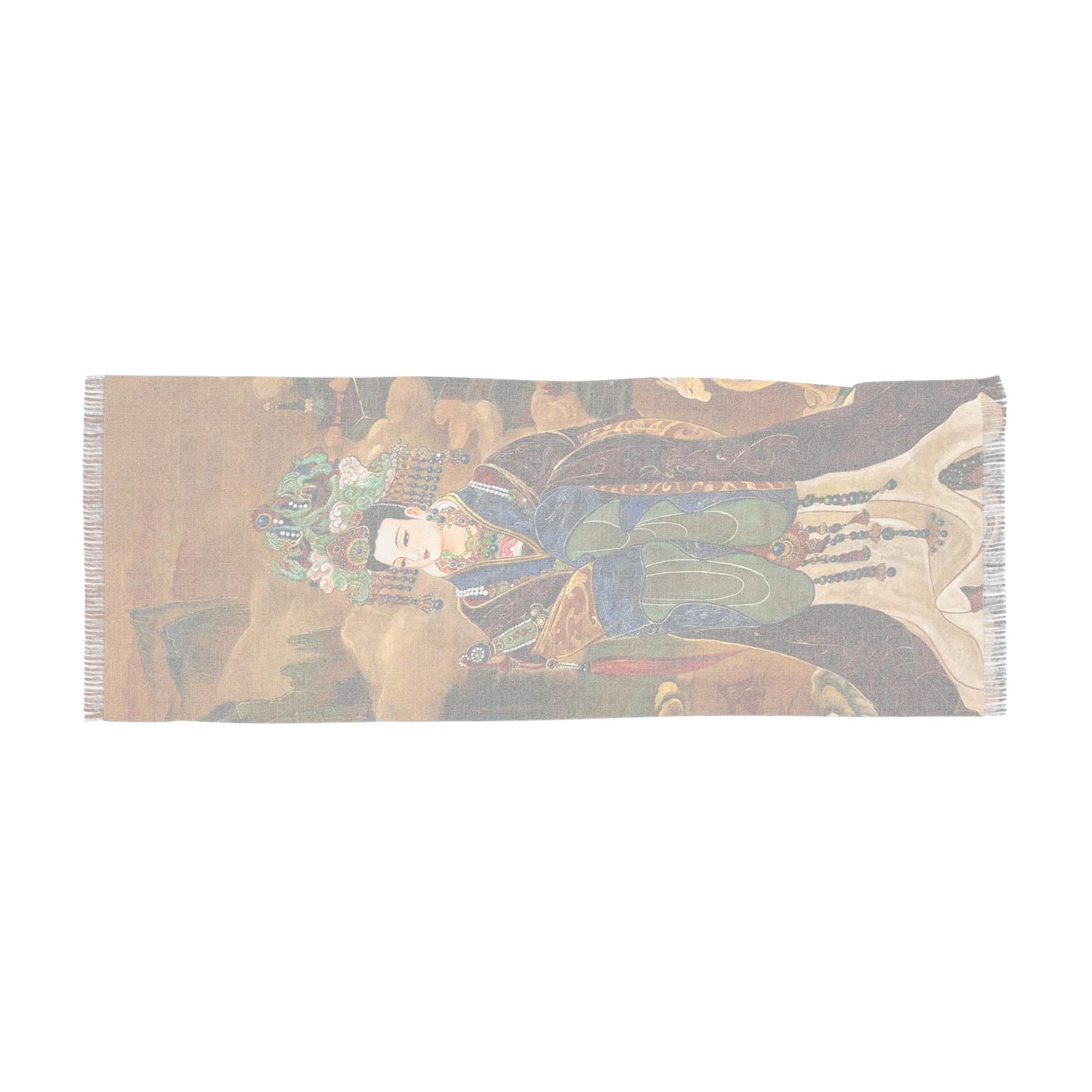 Wu Zetian Light Scarf, water color painting, women fashion scarf, Chinese New Year gift, unique cultural gift