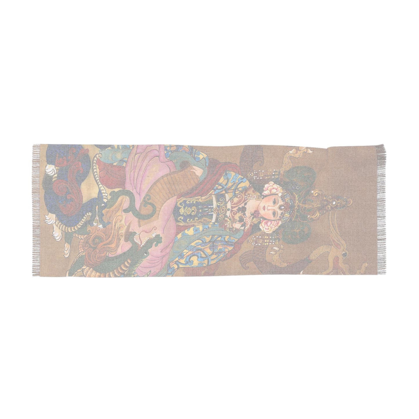 Baby Dragon Light Scarf featuring Empress Shangguan, water color painting, women fashion scarf, Chinese New Year gift