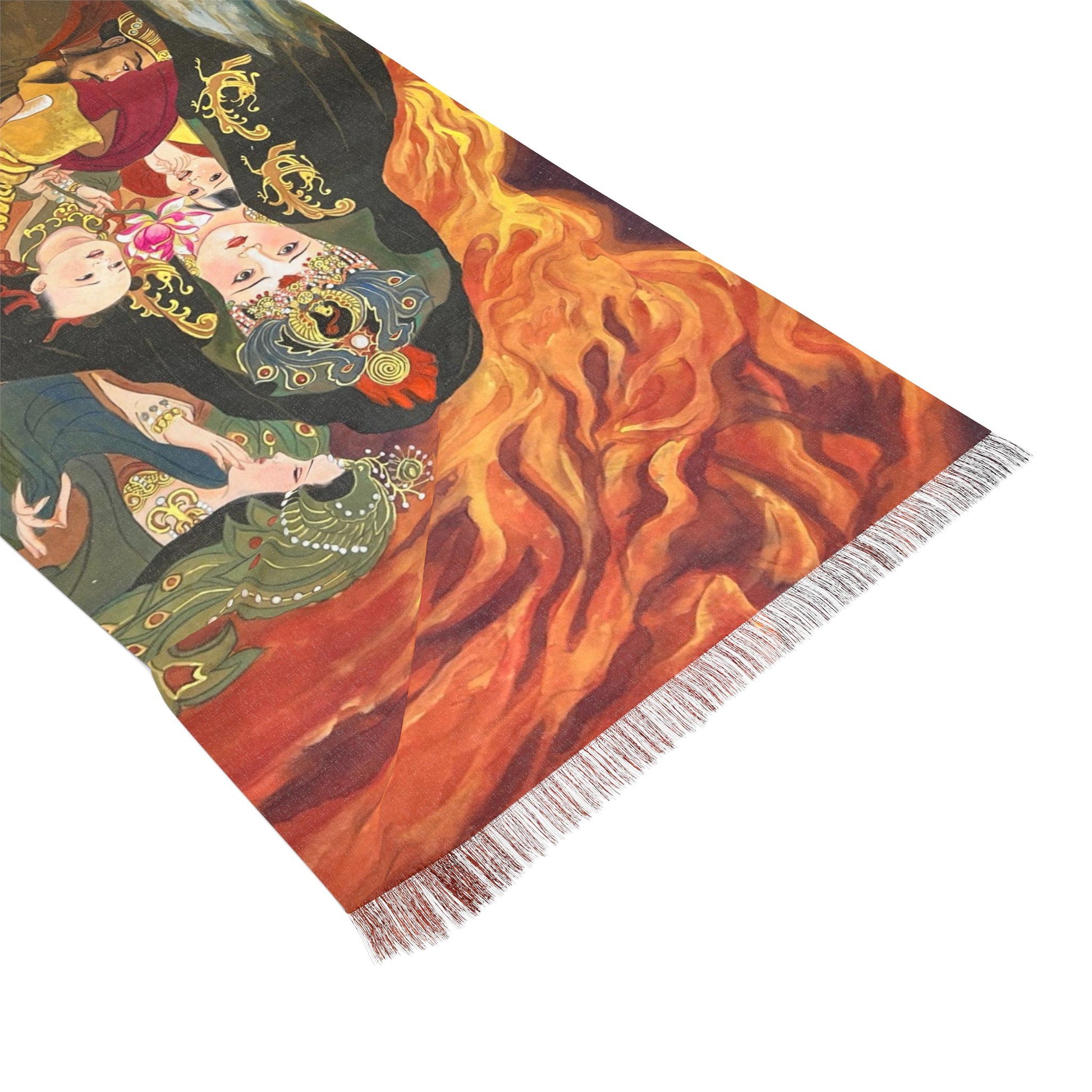 Empress Wang (Xin) Light Scarf, water color painting, women fashion scarf, Chinese New Year gift, unique cultural gift