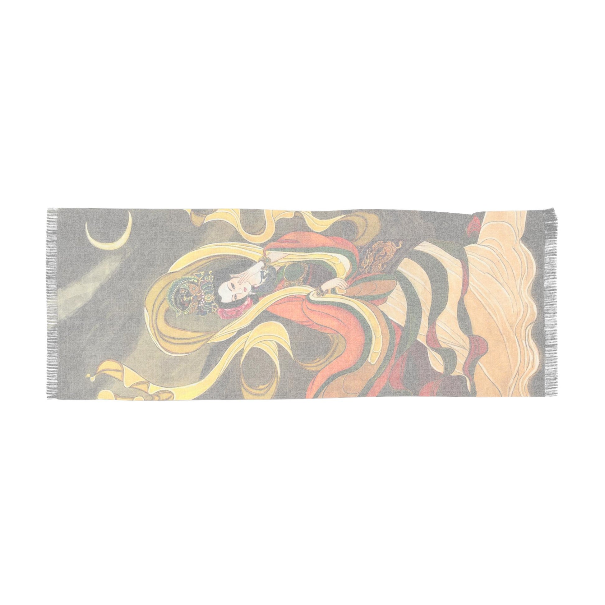 Empress Yan Ji Light Scarf, water color painting, women fashion scarf, Chinese New Year gift, unique cultural gift