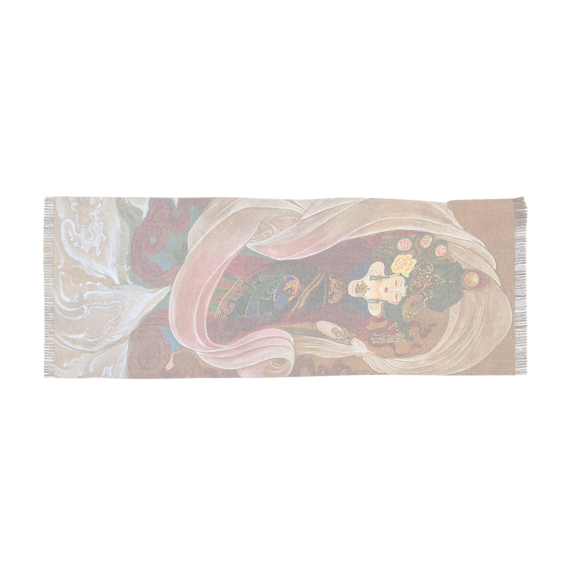 Flowing Light Scarf featuring Empress Fu, water color painting, women fashion scarf, Chinese New Year gift