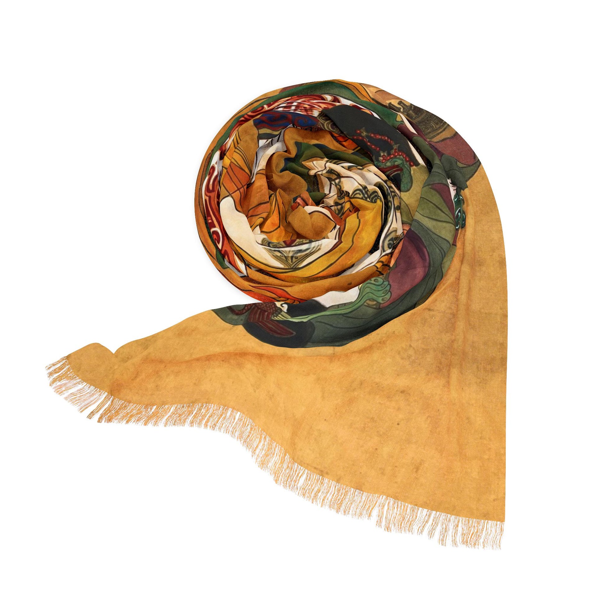 Empress Song and Empress He Light Scarf, water color painting, women fashion scarf, Chinese New Year gift, unique cultural gift