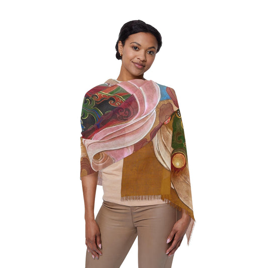 Flowing Light Scarf featuring Empress Fu, water color painting, women fashion scarf, Chinese New Year gift