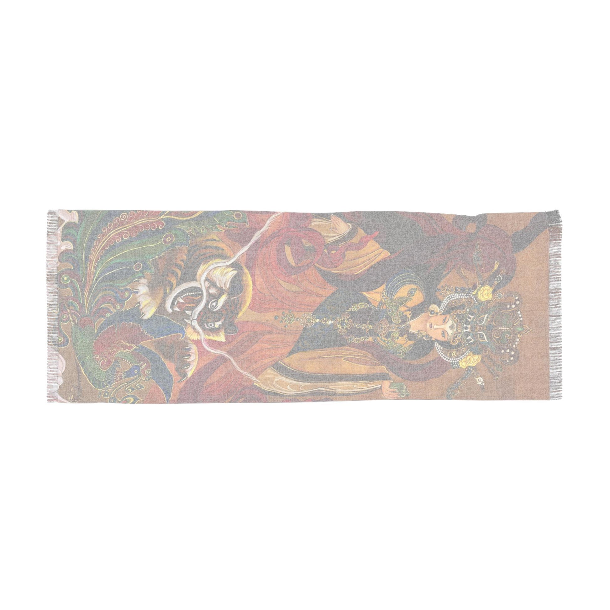 Brave Tiger Light Scarf featuring Empress Dou, water color painting, women fashion scarf